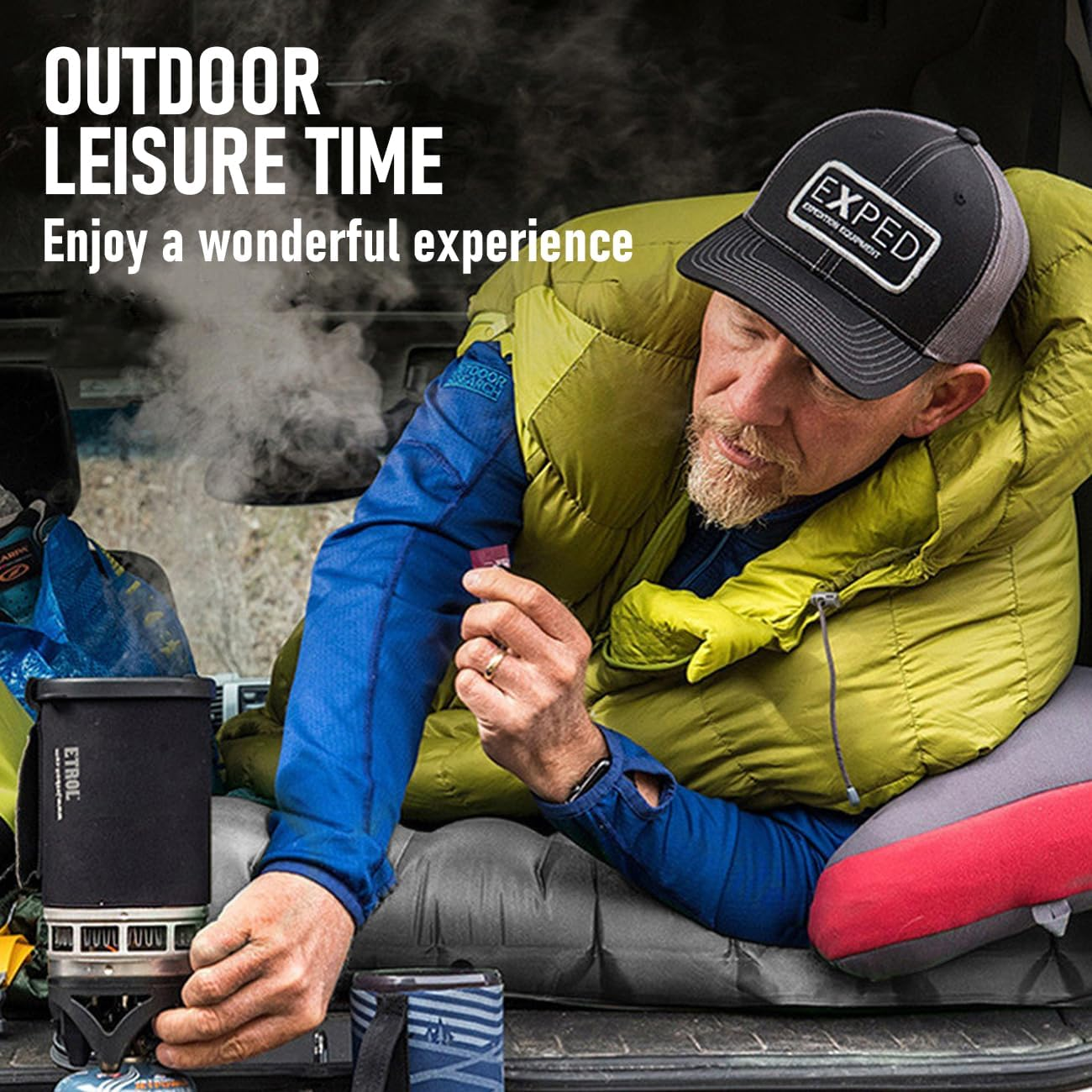 Alpen Double Portable Sleeping Pad Self Inflating Waterproof 2 Person Camping Mattress Inflatable Foot Press Ultralight Mat with Pillow for Backpacking, Hiking, Traveling (Grey) image number 4