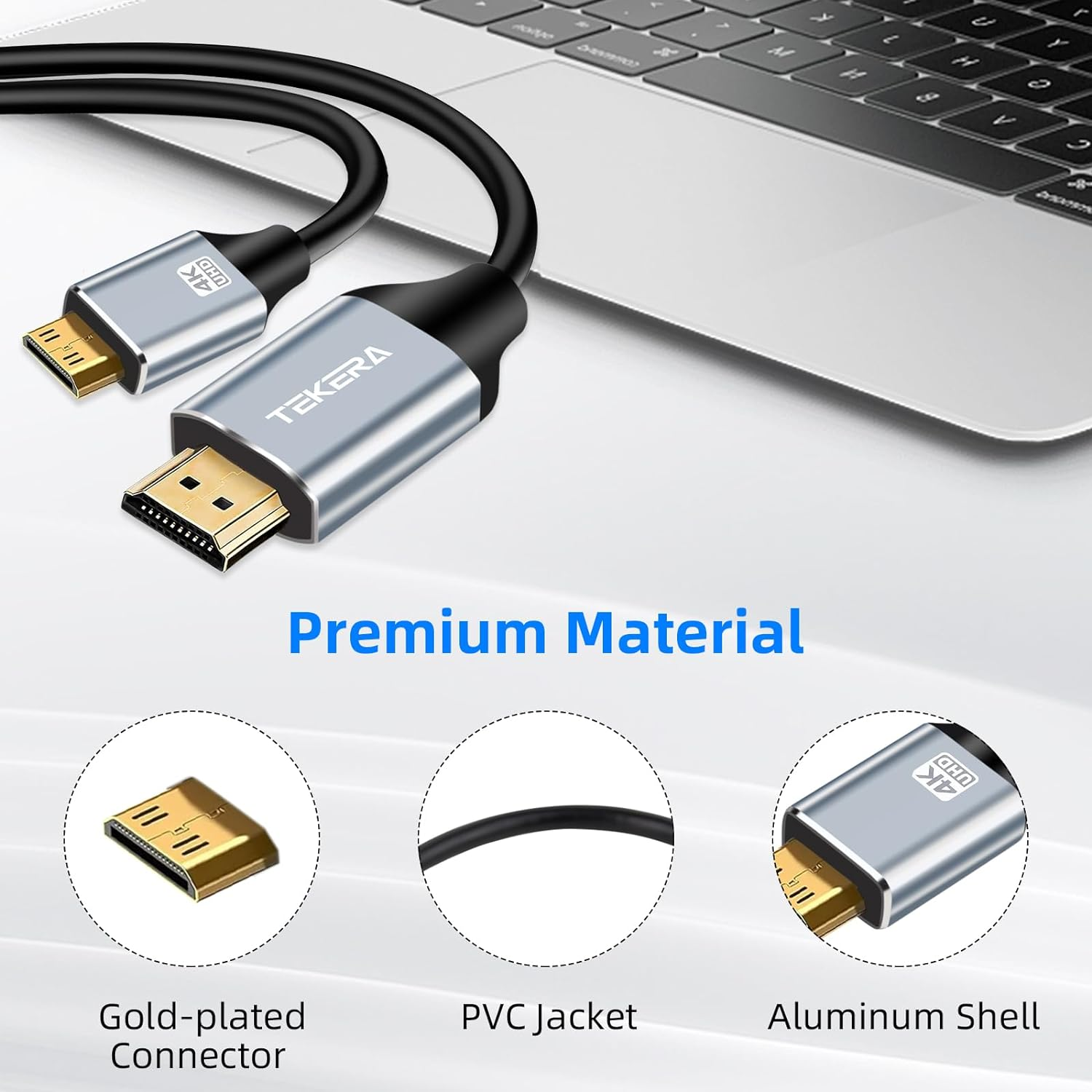 Mini HDMI to HDMI Cable, TEKERA High-Speed HDMI to Mini HDMI Cord, Compatible with Camera, Camcorder, Tablet and Graphics/Video Card, Laptop, Raspberry Pi Zero W (1.0 Meters) image number 3