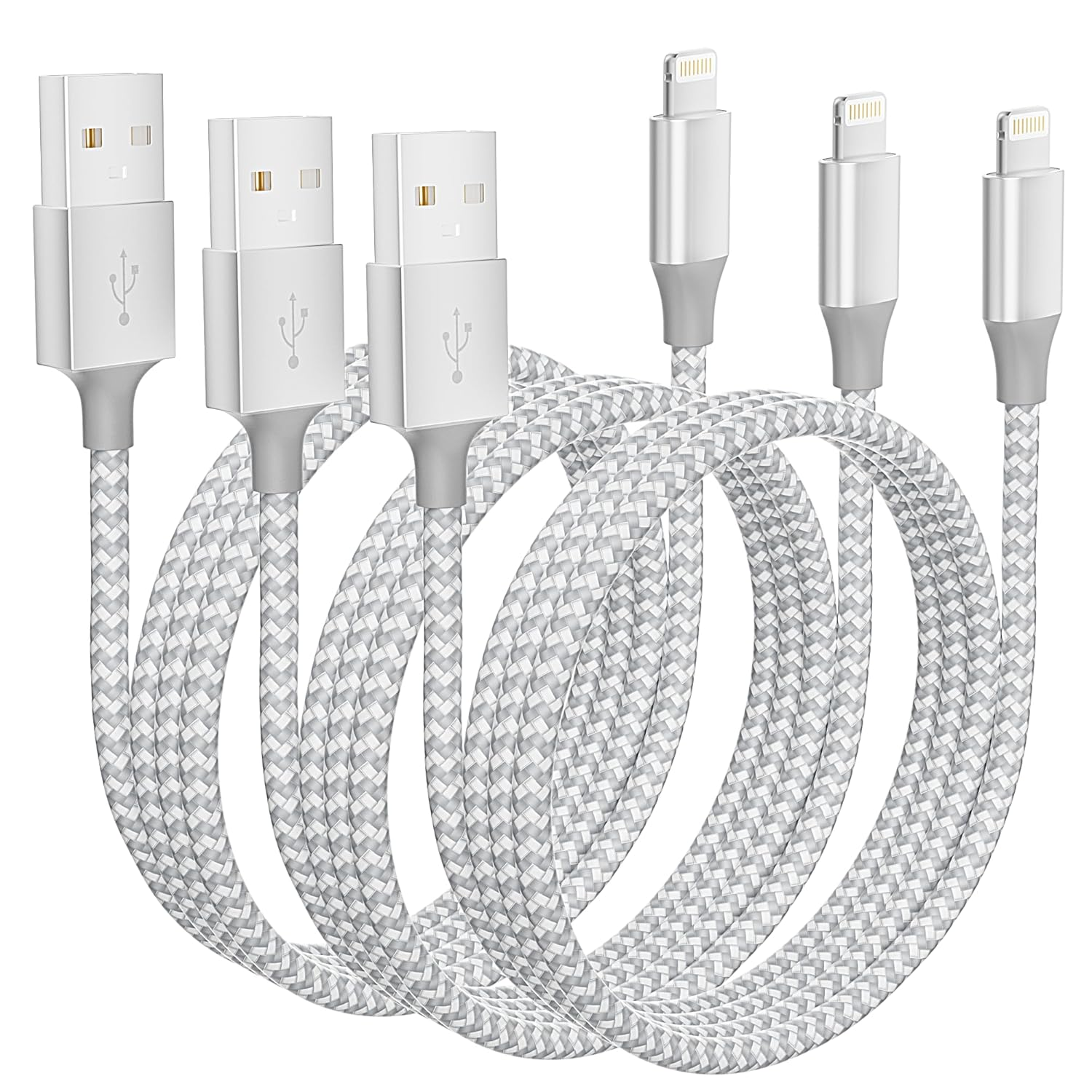Iphone Charger [Apple Mfi Certified] 3Pack 10FT Long Lightning Cable Fast Charging Nylon Braided USB Cable Iphone Charger Cord Compatible with Iphone 14 13 12 11 Pro Max XR XS X 8 7 6 plus SE, Ipad image number 5