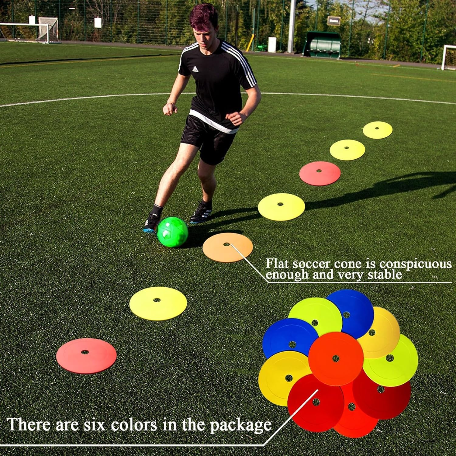 10 Pcs Flat Soccer Cones for Sports,Spot Markers Disc with Net Bag,Enhance Your Soccer Skills with These Flat Cones and Agility Cones for Drills and Workouts,For Training Football,Motorcycle Practice image number 3
