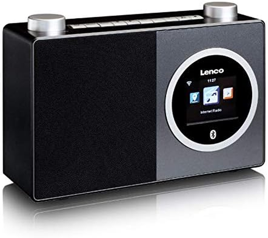 Lenco A003244 DIR 70 - Portable Internet Radio - DAB + Radio Retro Digital Radio - Wifi Bluetooth - 2.4 Inch Colour Screen - 3Wattrms-4Station Memory App Control Viaairmusic Black image number 1
