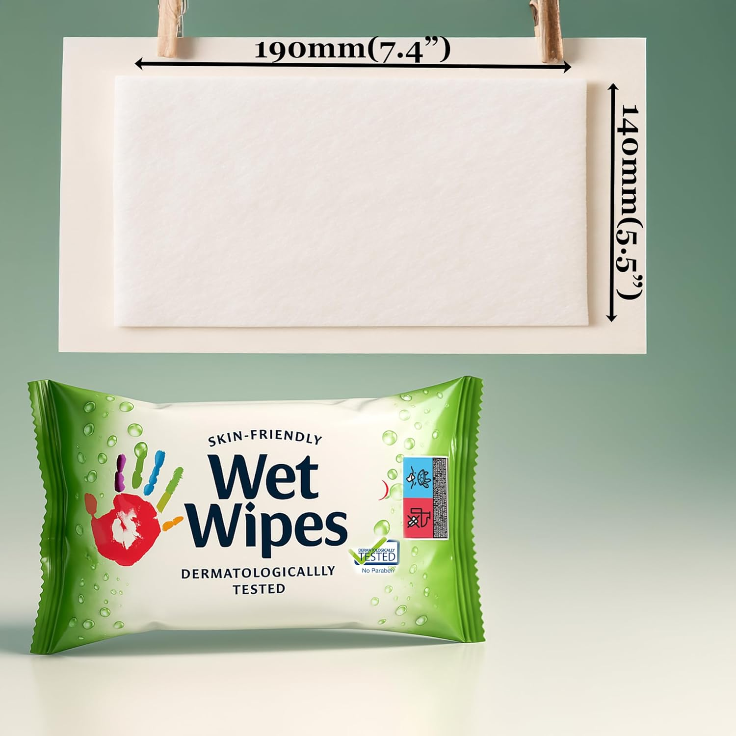 Compact Pocket-Sized Wet Wipes for Skin and Hands, 210 Wipes (14 Pack) &ndash; Practical for Bag, Ideal for Travel,School, Office Use image number 2
