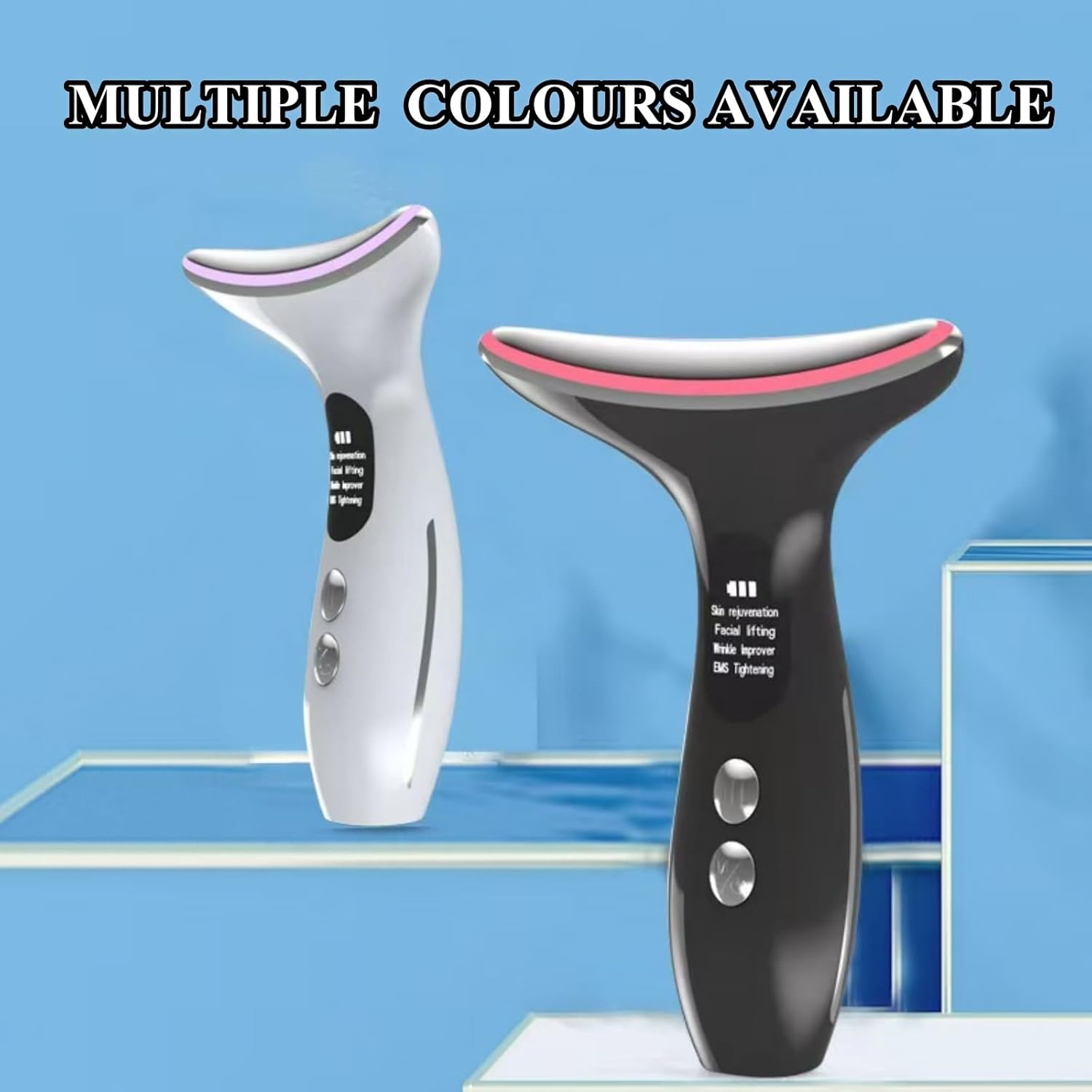 Face Massager for Neck Face, 3 Intensities, 4 Modes Face Firming Device for Neck Face, Portable Neck Face Lifting Device for Lifts and Tightens Skin, Firm Smooth, Black image number 1