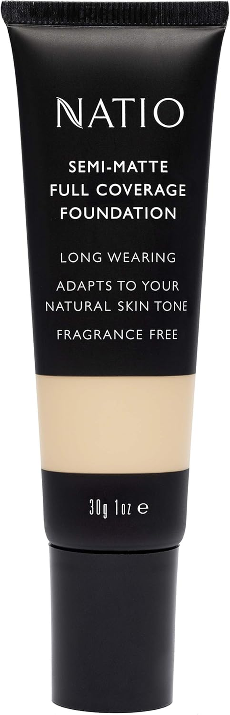 Natio Australia Semi-Matte Full Coverage Foundation - Vanilla 30G - Soft Matte Liquid Foundation, Long Wearing, Fragrance Free - Made in Australia