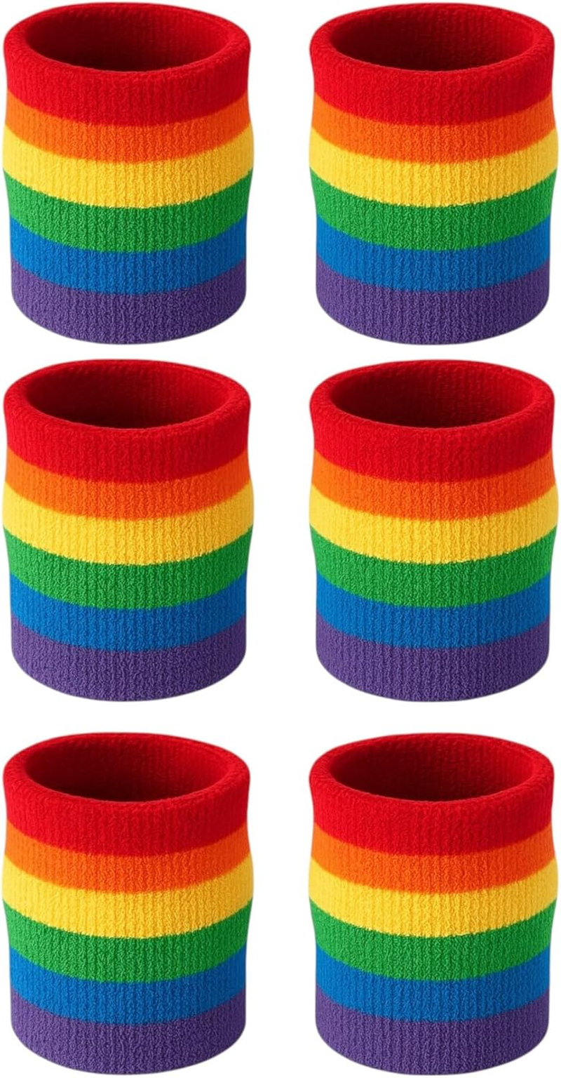 Rainbow Pride LGBTQ+ Wristband Set Unisex Stretch Armbands for Mardi Gras, Equality Marches, Parades & Festivals &ndash; Bold Rainbow Costume Accessory &ndash; 1, 3 & 5 Set Options Available image number 4