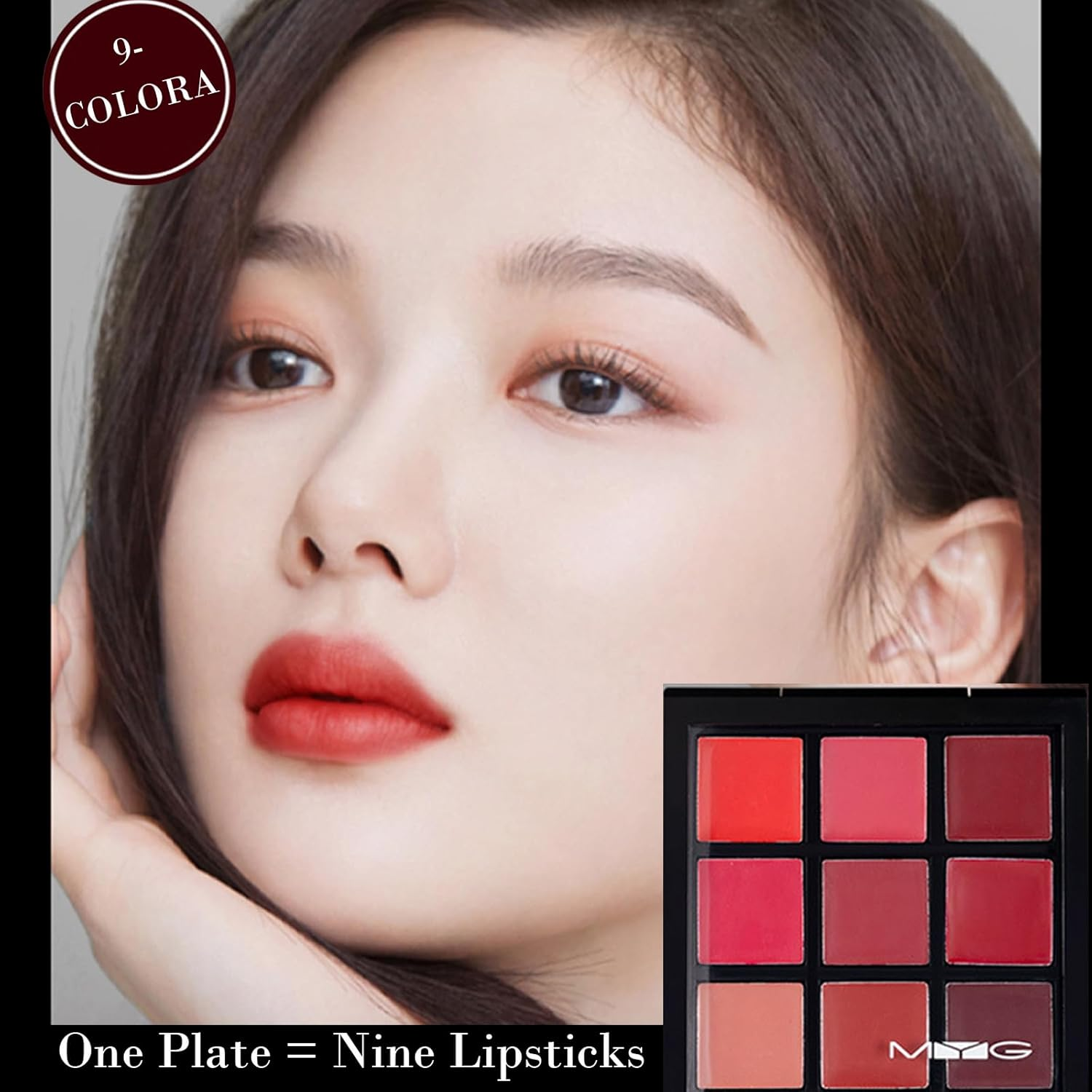9-Color Lipstick Palette &ndash; Velvet Matte Lip & Cheek Tint | Long-Lasting, Waterproof, Highly Pigmented | All-In-One Lip Palette for Every Occasion