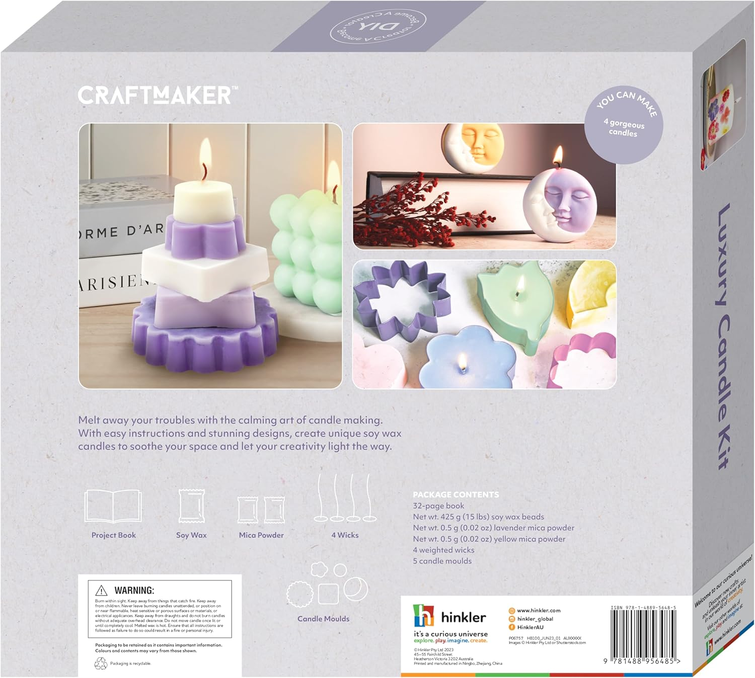 Craft Maker Luxury Candles Kit - DIY Candle Making for Adults - Wax and Moulds Included - Easy-To-Follow Projects - Creative Arts and Crafts - Luxury Gifts