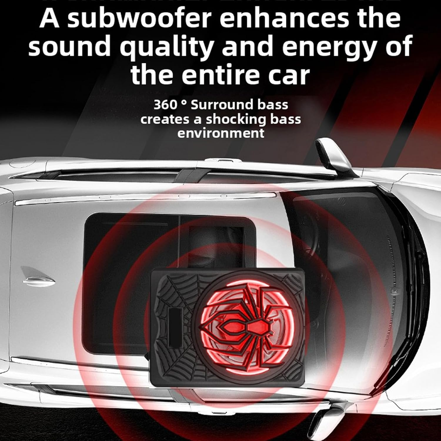 Jectse 1250W Peak Power Car Subwoofer with LED Light, Low Pass Filter, under Car Subwoofer, Vehicle, Fitment for Truck SUV image number 2