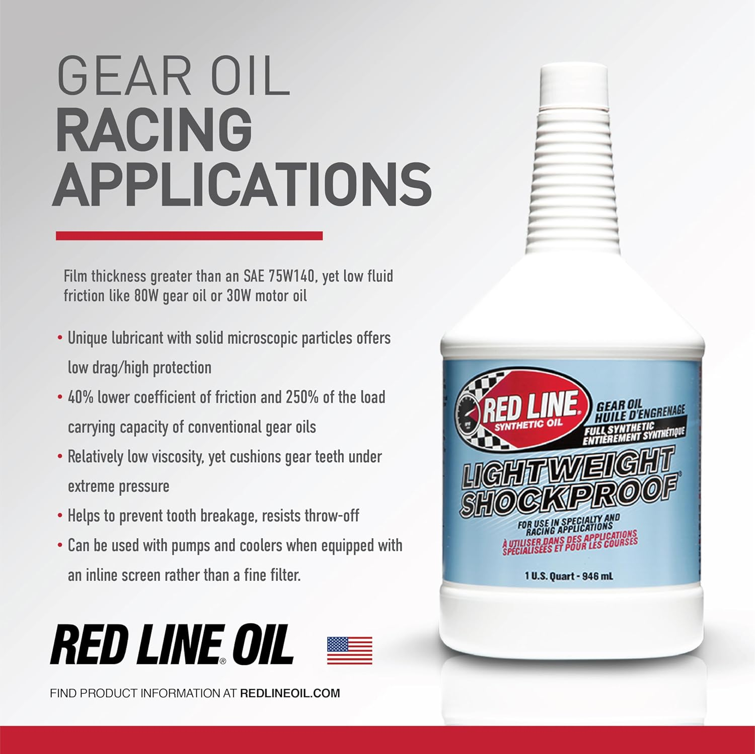 Red Line 58404 Lightweight Shockproof Gear Oil - 1 Quart Bottle image number 5