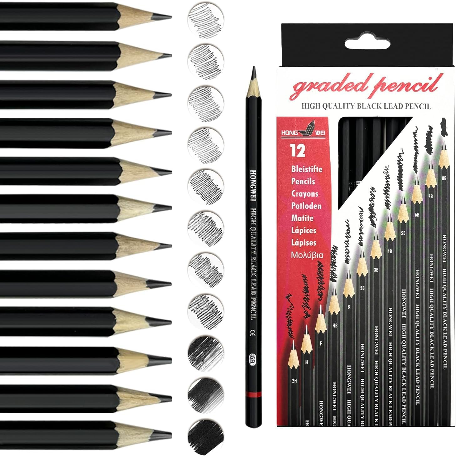 12Pcs Sketch Pencil Set, Drawing Graphite Pencil for Artists Beginner, Ideal for Drawing, Sketching, Shading image number 2