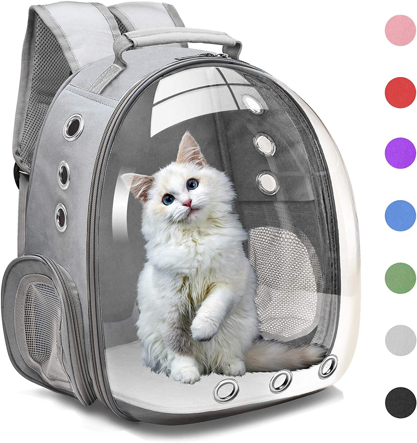 Henkelion Cat Backpack Carrier Bubble Carrying Bag, Small Dog Backpack Carrier for Small Medium Dogs Cats, Space Capsule Pet Carrier Dog Hiking Backpack, Airline Approved Travel Carrier - Grey - Blue1 image number 7