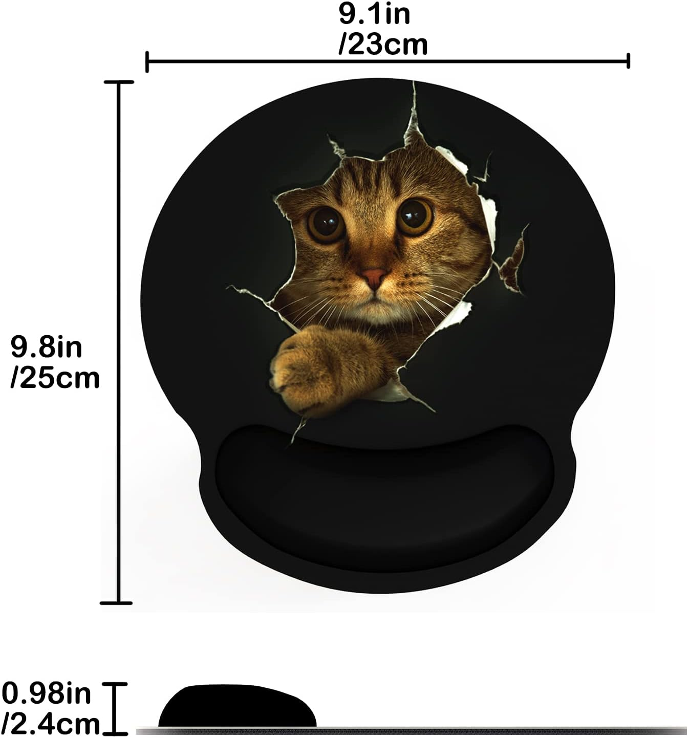 AUDIMI Mouse Pad with Wrist Rest Support Mouse Mat Non-Slip Rubber Base for Laptop PC Office Working Gaming (Cat) image number 4