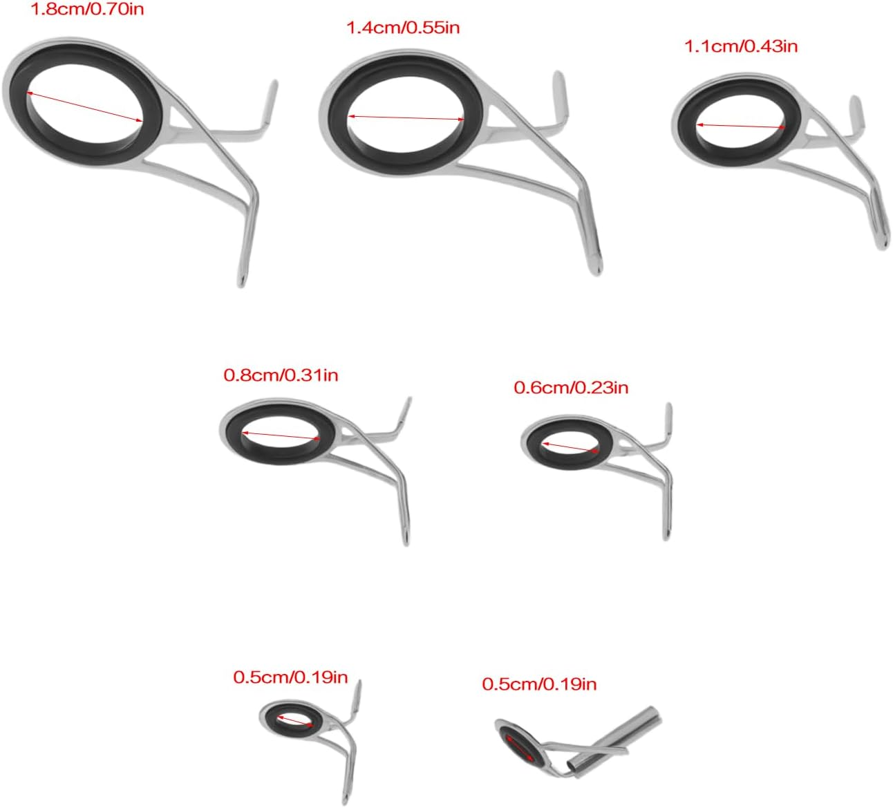 VGOL Set of 14Pcs Fishing Top Rod Rings Repair Kit Long-Distance Fishing Rod Guide (1.8Cm 1.4Cm 1.1Cm 0.8Cm 0.6Cm 0.5Cm 0.5Cm) image number 5