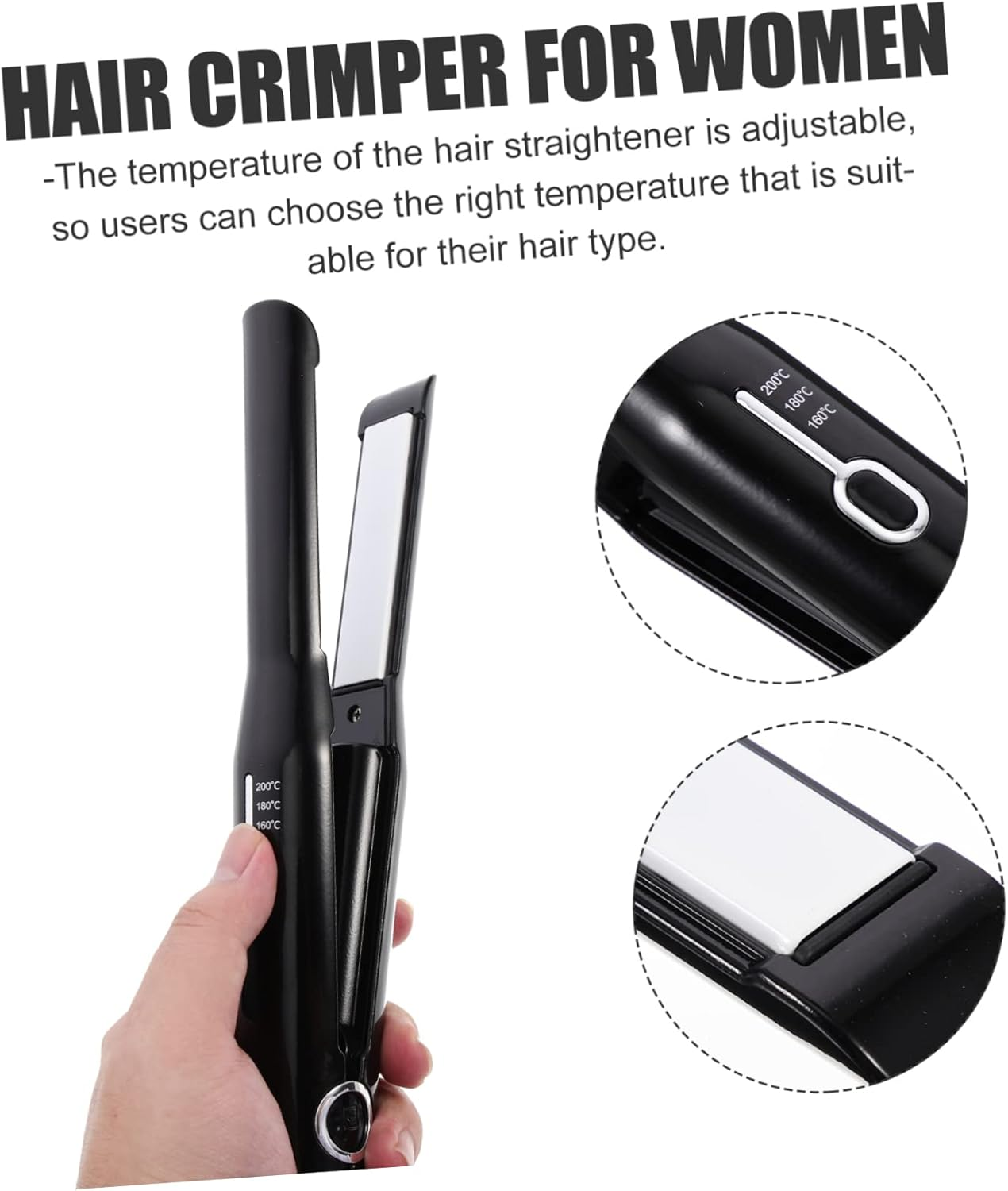 WOONEKY Wireless Mini Hair Straightener and Curling Tool Portable Travel Electric Hair Crimper for Women Adjustable Temperature image number 6