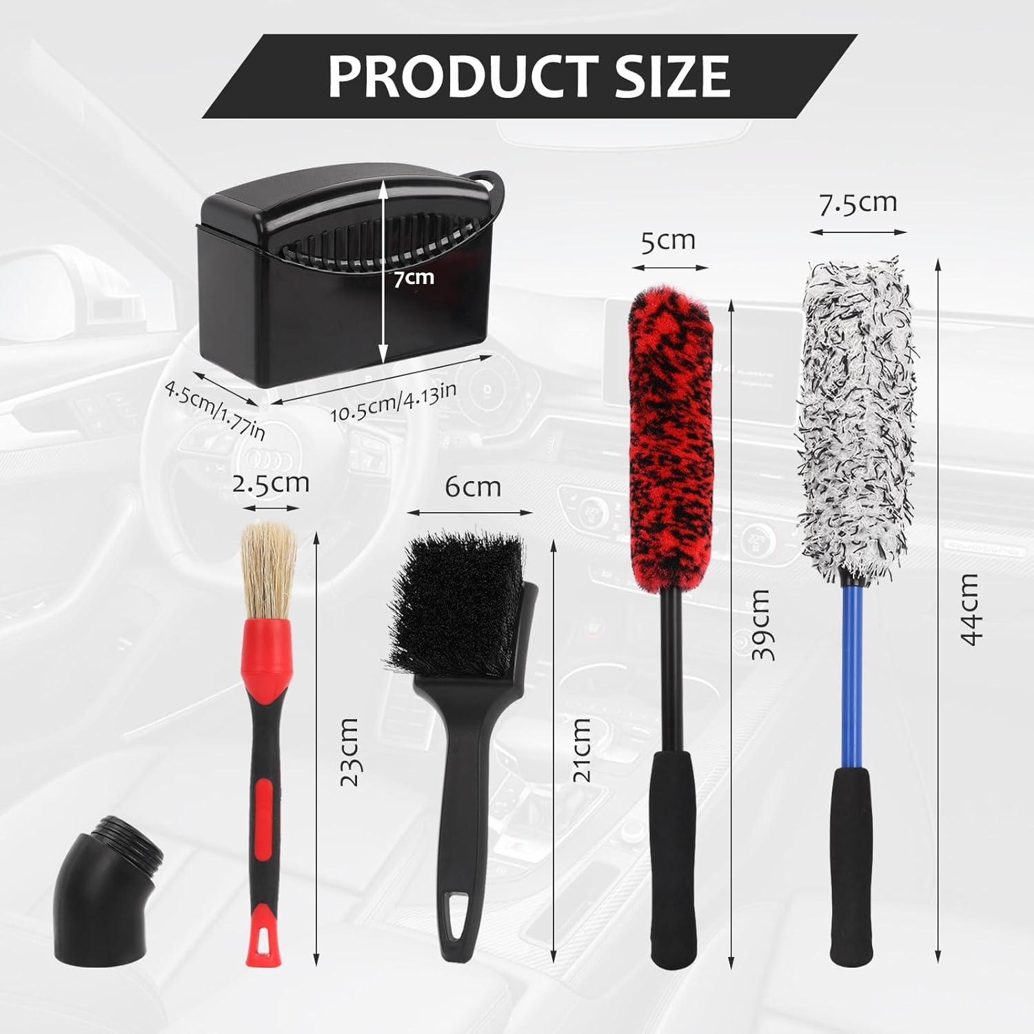 6Pcs Car Wheel Brush Kit, Bendable & Durable Wheel Rim Cleaner Brush Set Microfiber Rim Cleaner Brush and Car Detailing Brush for Wheel Care and Cleaning image number 6