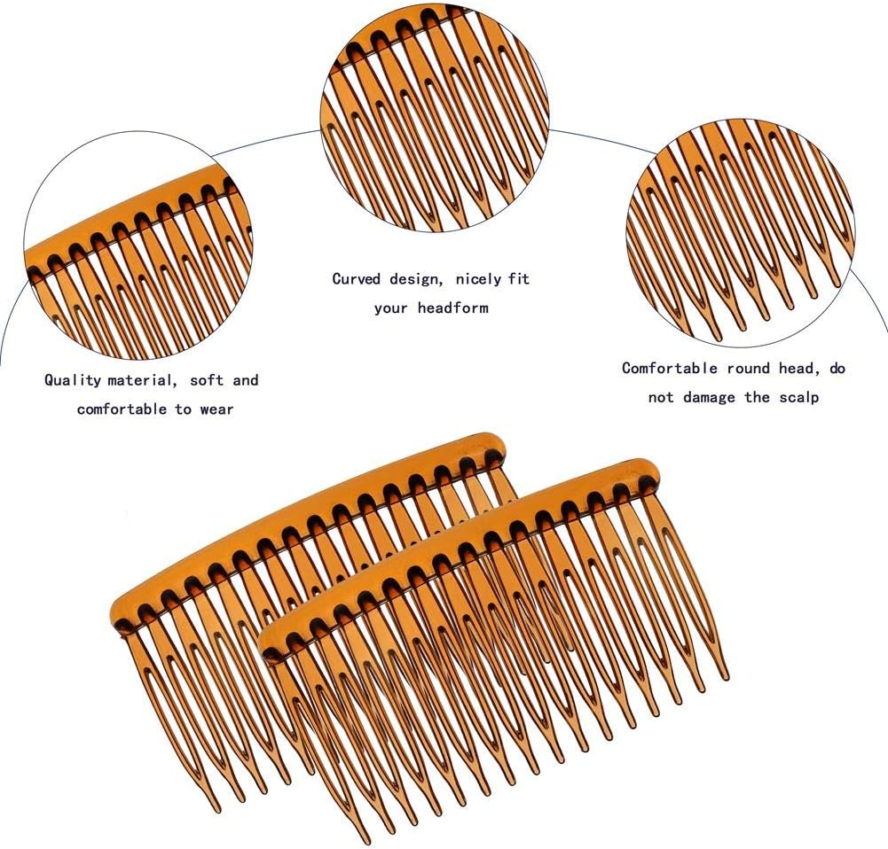 8 Pack Hair Combs for Women and Men, 8 Cm Side Combs Set with Tortoise and Clear Slides, Non-Slip Hair Clips for Fine, Ponytails, Weddings, Styling image number 1