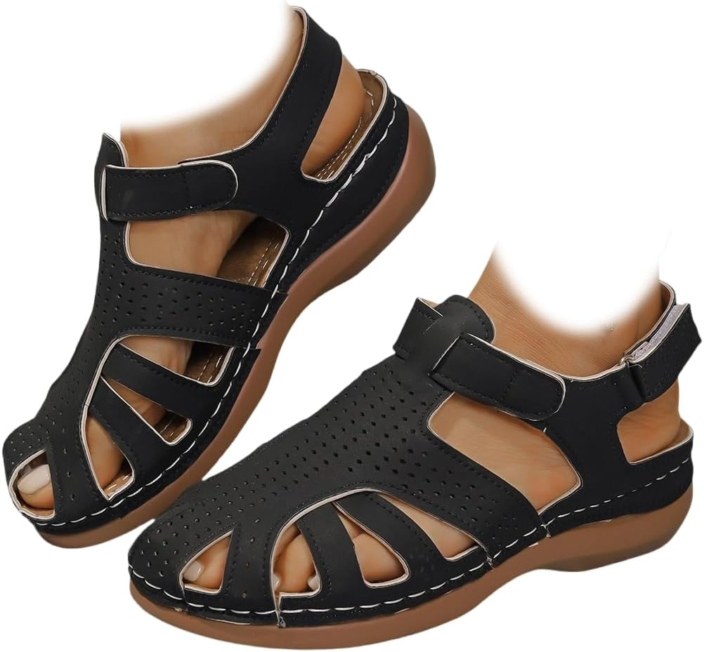Wedge Orthopedic Sandals for Women Comfortable Closed Toe Summer Sandals Comfortable Hollow Out Sandal with Arch Support