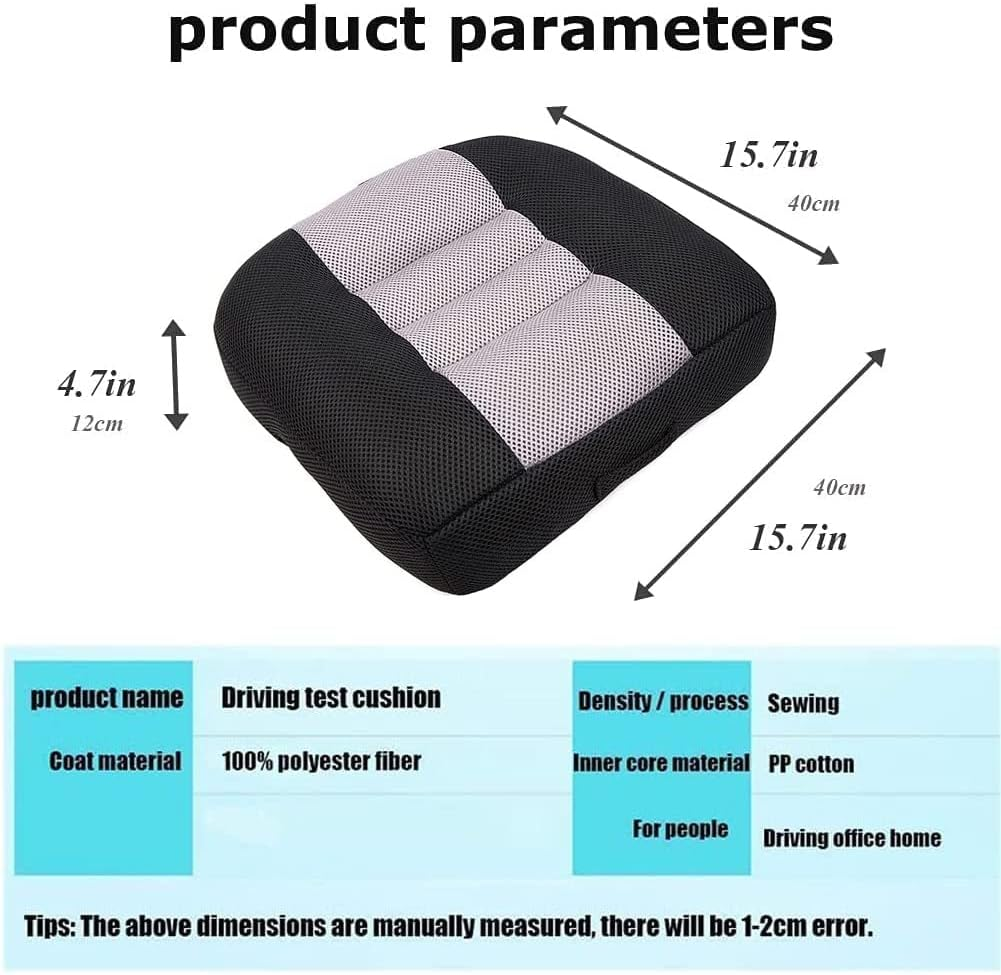 Car Booster Seat Booster Height Lifting Pad Breathable Mesh Portable Car Seat Cushion for Truck, Car, SUV, Office Chair, Wheelchair (Black&Grey) image number 3