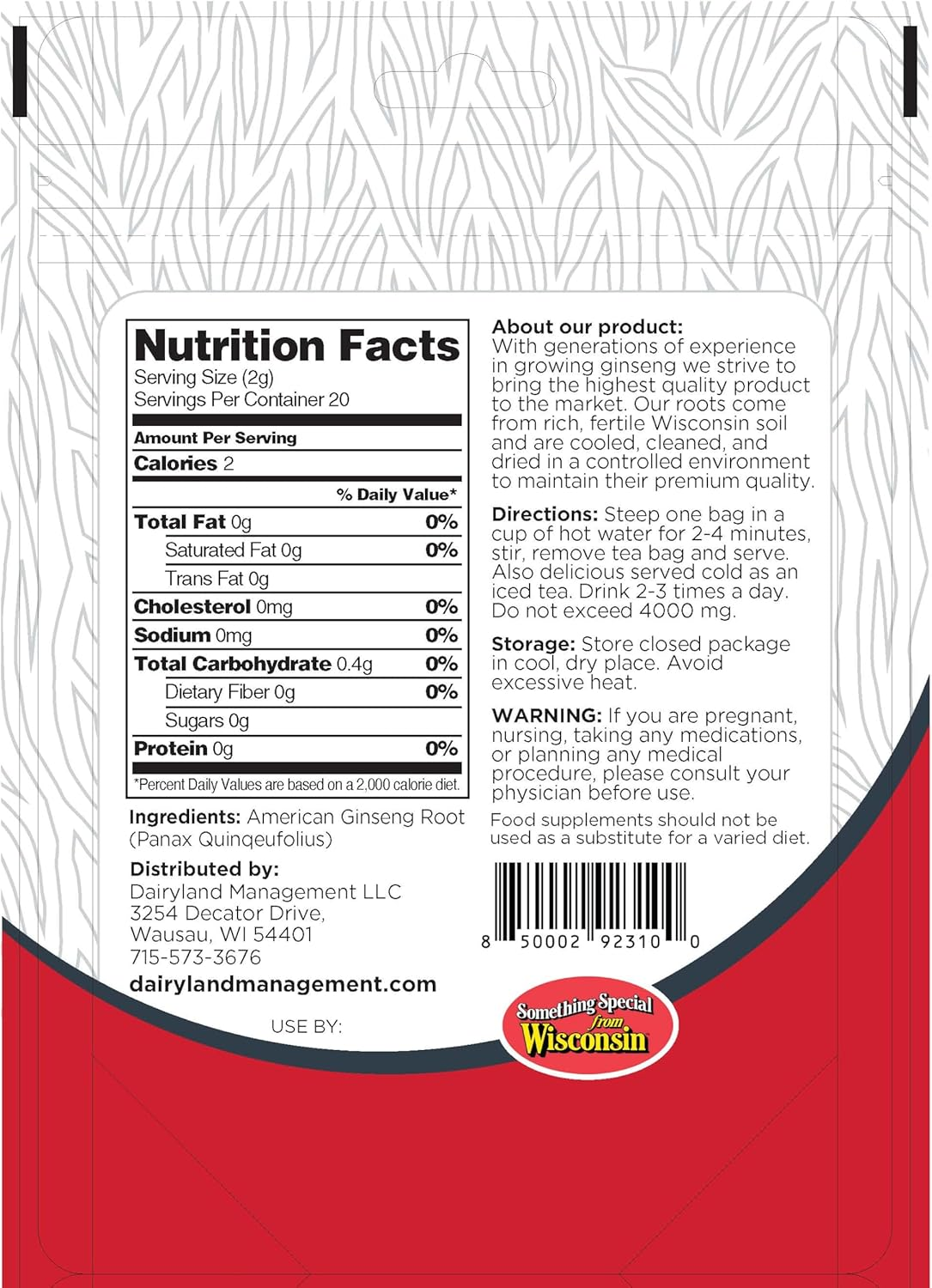 All Natural Pure American Ginseng Tea 美国人参茶 (20 CT) Potent Ground American Ginseng Root - No Fillers, Binders or Other Additives. image number 5