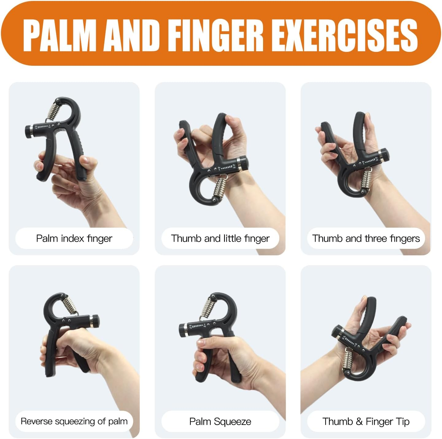 AIAOO Adjustable Grip Strength Trainer, Hand Strengthener with 11-132 Lbs Resistance, Forearm Trainer for Muscle Building Injury Recovery, Portable Hand Exerciser (Black) image number 2