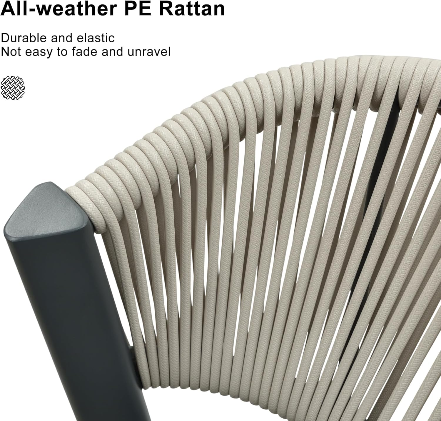 Purple Leaf Bar Stools All Weather Metal Outdoor Chair with Comfy Rattan Back and Cushion Modern Bar Height Stool for Patio Balcony Pool Dining Room Outdoor Indoor,Grey image number 4