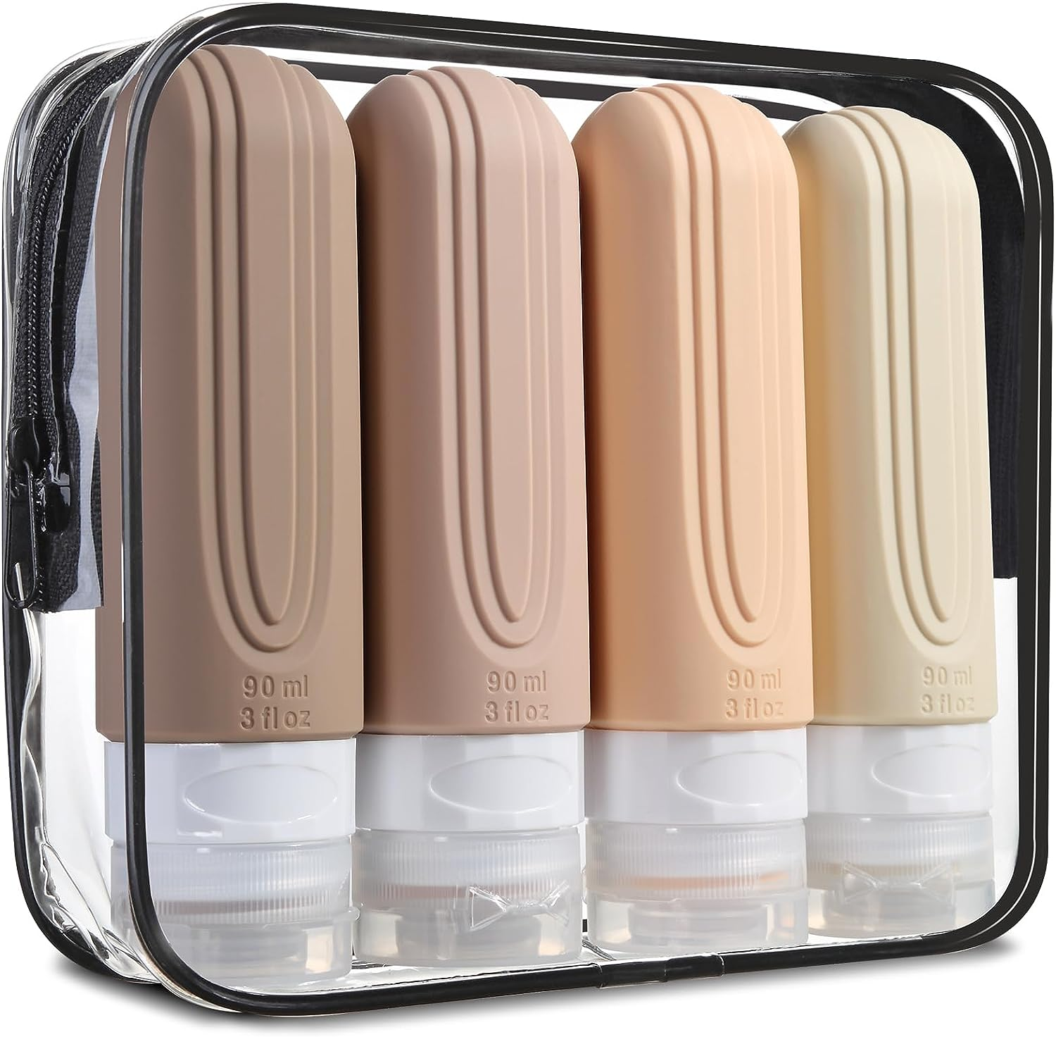 Travel Bottles for Toiletries, Tsa Approved 3Oz Travel Size Containers BPA Free Leak Proof Refillable Liquid Silicone Squeezable Travel Accessories for Shampoo Conditioner Lotion (4 Pack)