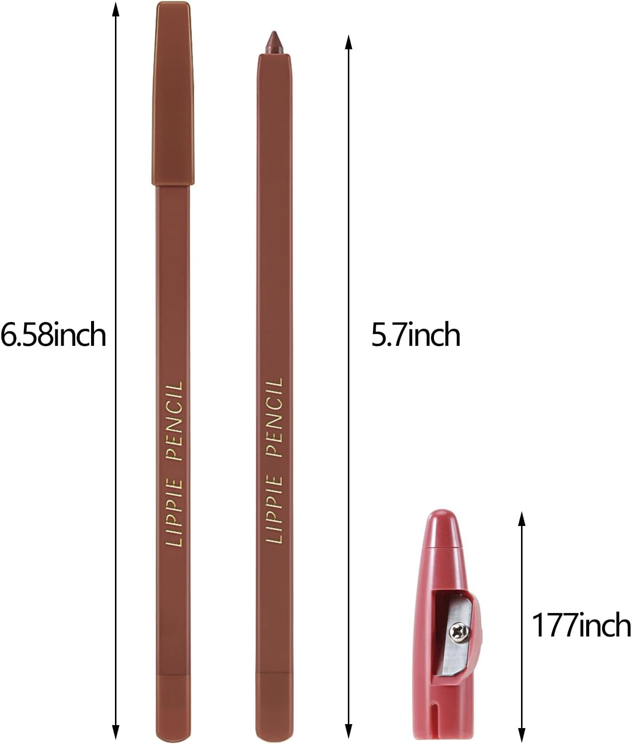 Matte Lip Liner Pencil,Highly Pigmented Retractable Lip Crayon,All Day Wear Nude Lipstick with Sharpener,Waterproof Brown Lipliner