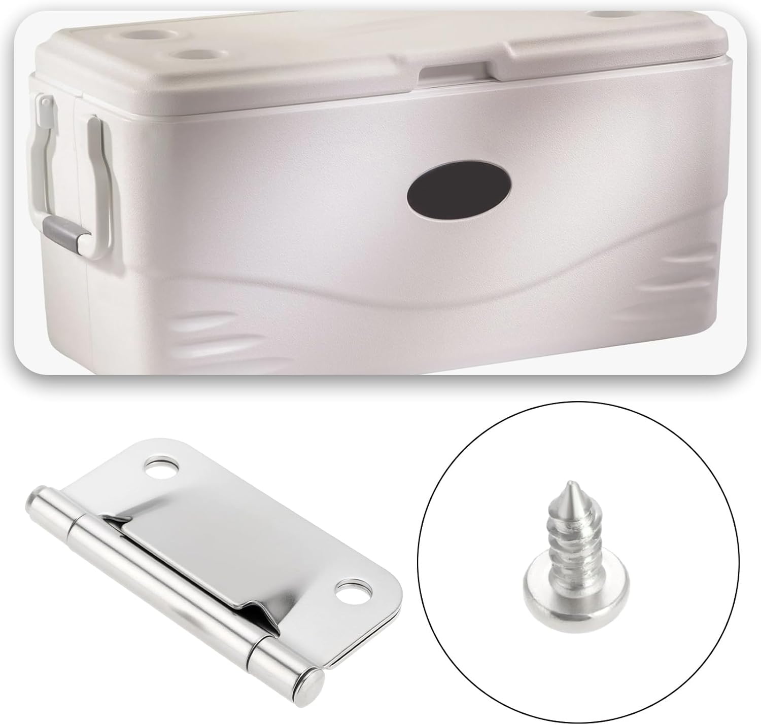 SG Store 2 Pieces Stainless Steel Cooler Hinges Ice Chest Hinge Replacement Compatible with Coleman Cooler 5226 5227B 5235 with Screws image number 2