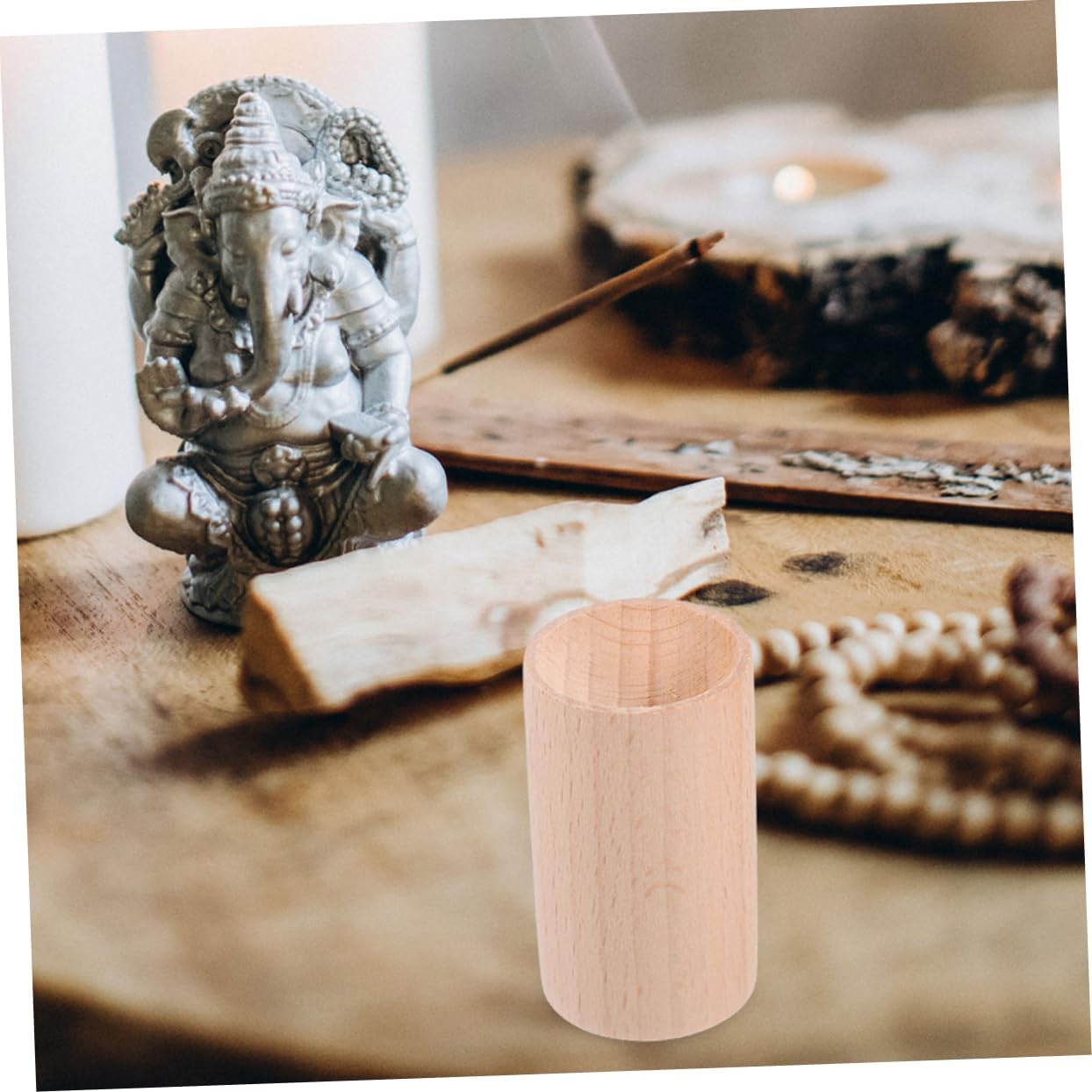 FRCOLOR Aromatherapy Display Pillars in Mini Cylinder Wood Base 4Pcs Essential Oil Diffuser Holder Elegant for Home Decor image number 6