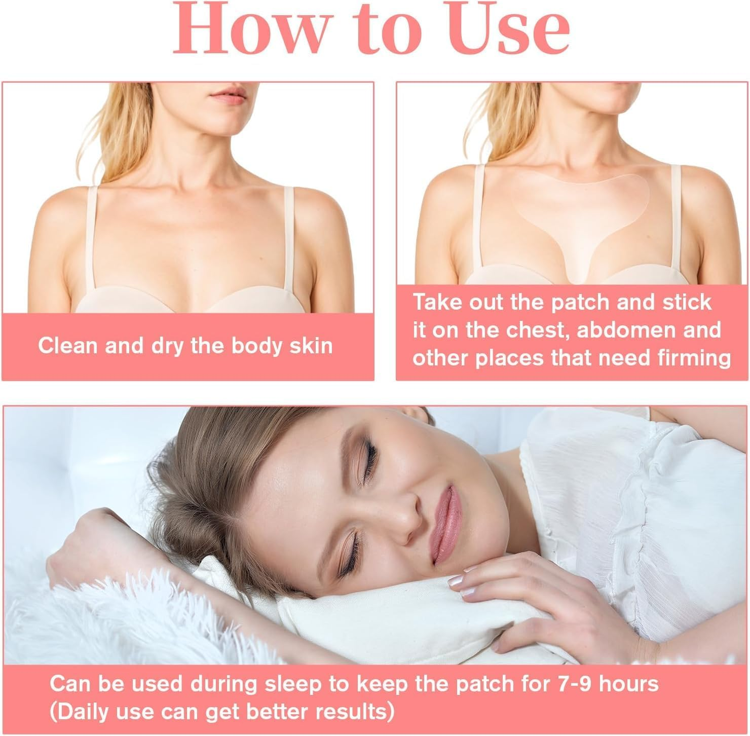 Silicone Chest and Neck Wrinkle Patches, Transparent, 2 Piece Set, Decollete Anti-Wrinkle Pads for Side Sleeping image number 4