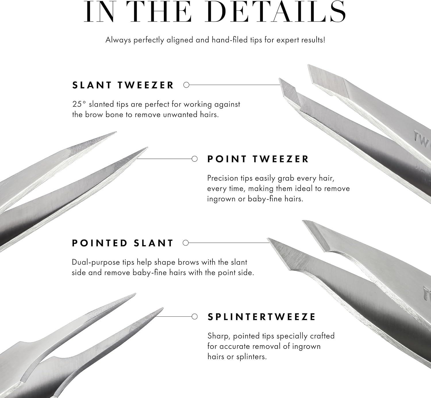 Tweezerman Exclusive Dusty Rose Slant Tweezer - Hair Removal Tweezers, Stainless Steel image number 1