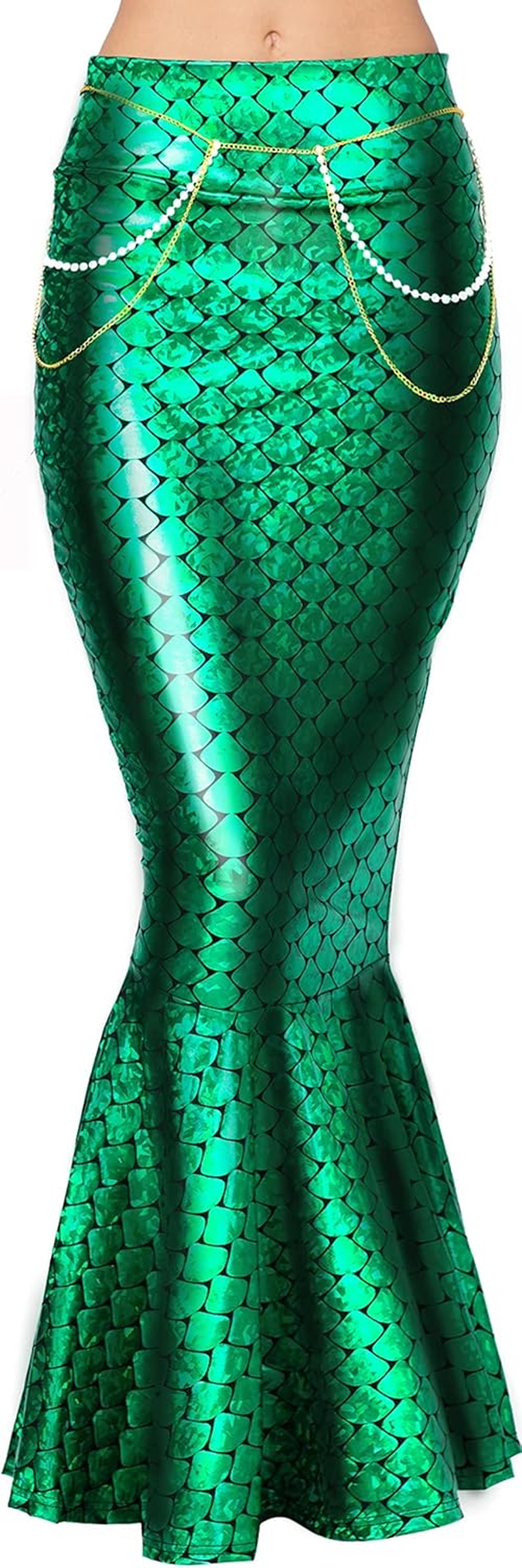 Spooktacular Creations Adult Metallic Hologram Shiny Mermaid Skirt Costume Role Play for Halloween Costumes Party Events
