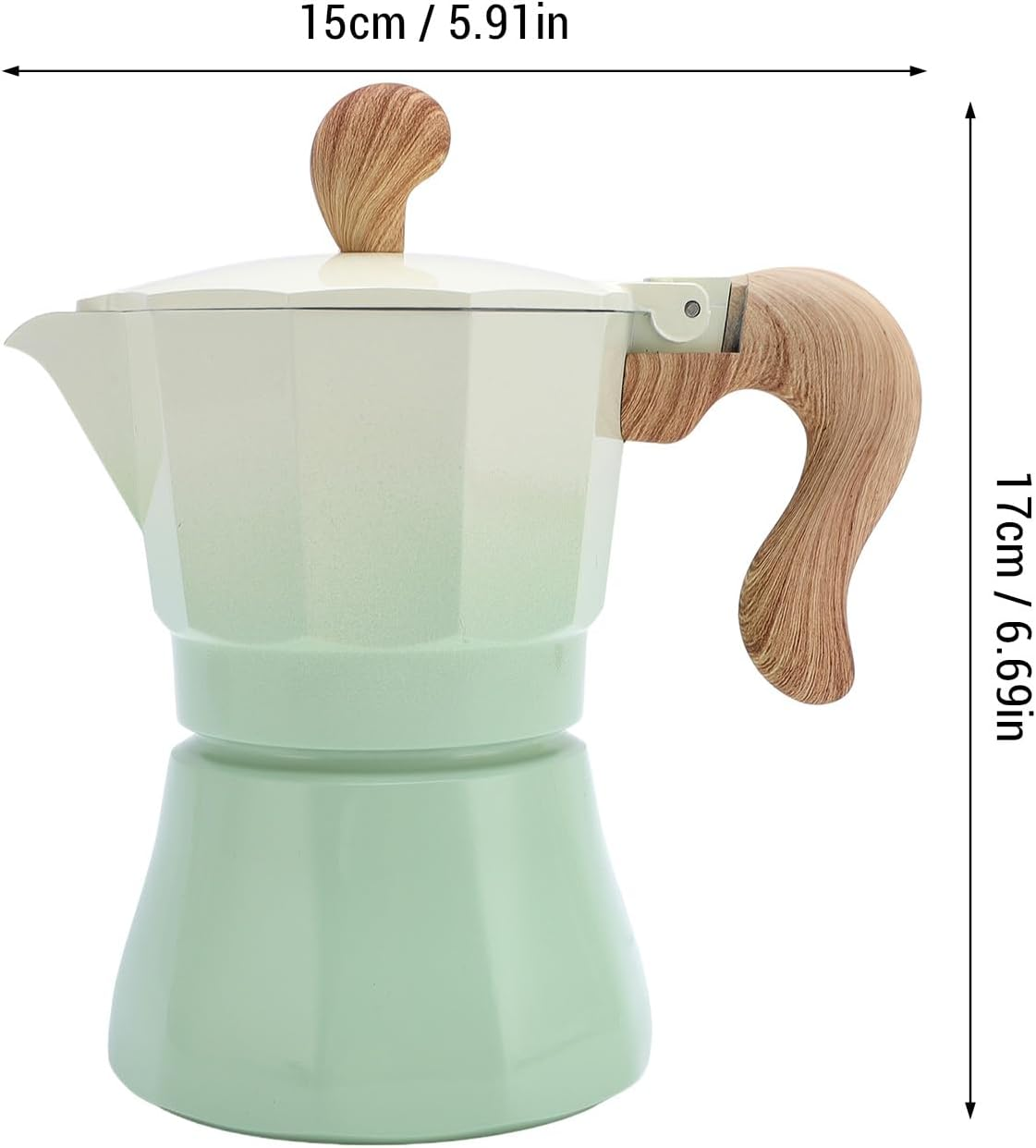 Stovetop Espresso and Coffee Maker, 150ML Household Stovetop Espresso Maker and Percolator, Single Valve Aluminum Moka Pot Coffee Machine for Lovers Beginners (Gradient Green) image number 4