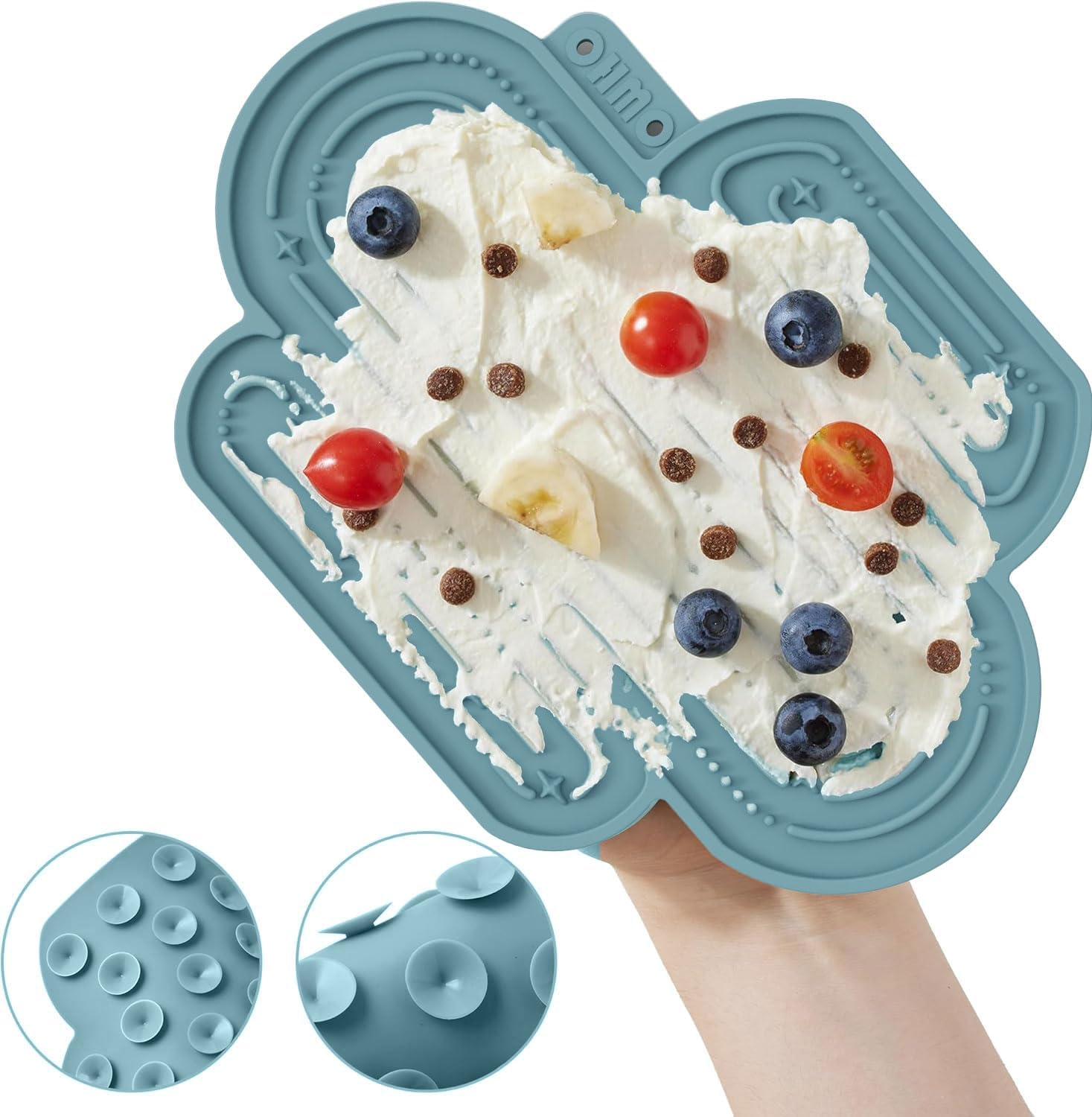 OHMO Licky Mats for Dogs and Cats 2 Pcs Cactus Silicone Lick Mats with Suction Cups for Pet Anxiety Relief, Dog Slow Feeding(Dark Blue&Light Blue) image number 1