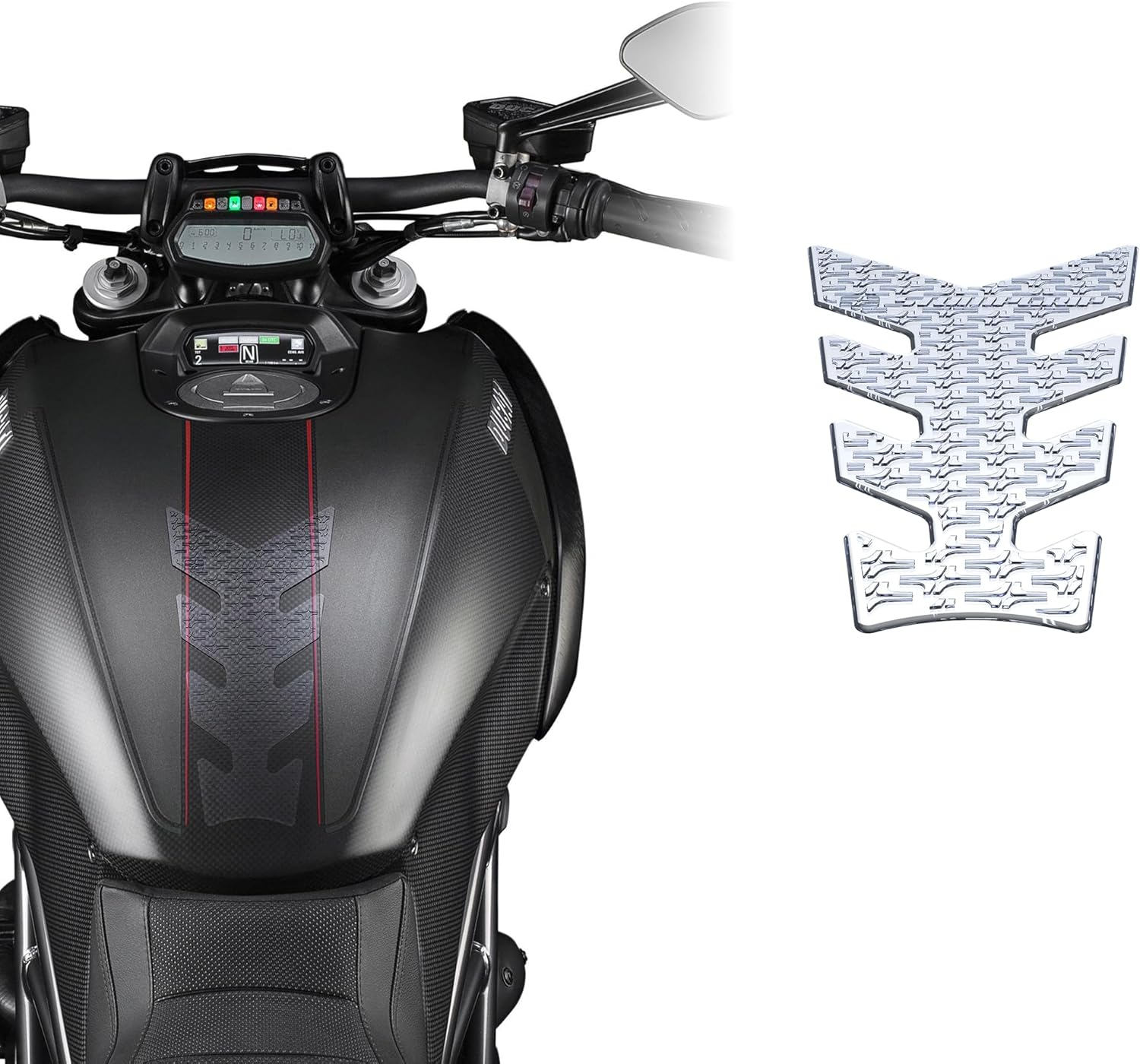 STOMPGRIP | Motorcycle Center Tank Pad Protector | Universal Fit | Vertebrae | Icon Black