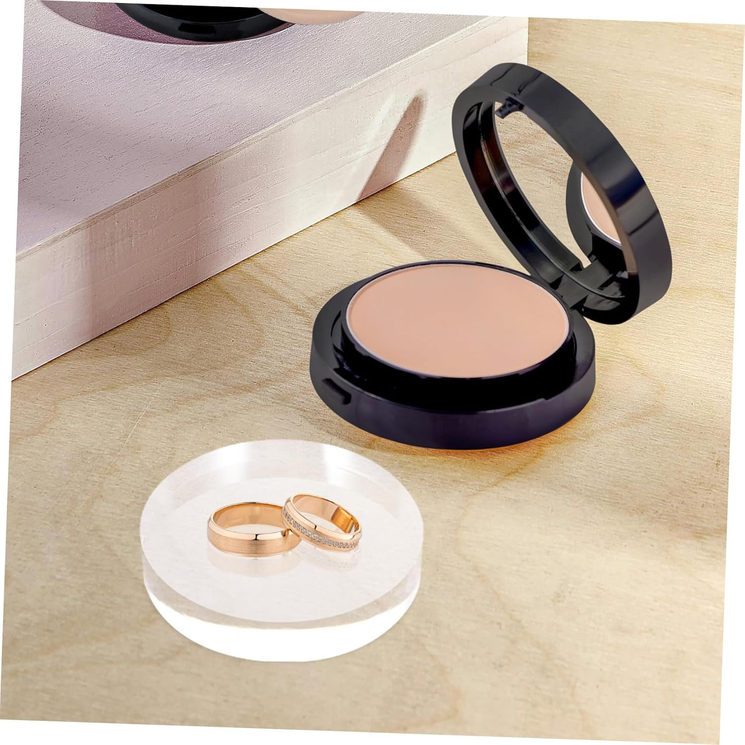 DECHOUS Transparent Acrylic Desktop Display Base round Makeup Jewelry Organizer Stand for Figurines Crafts Storage and Home Decor image number 6