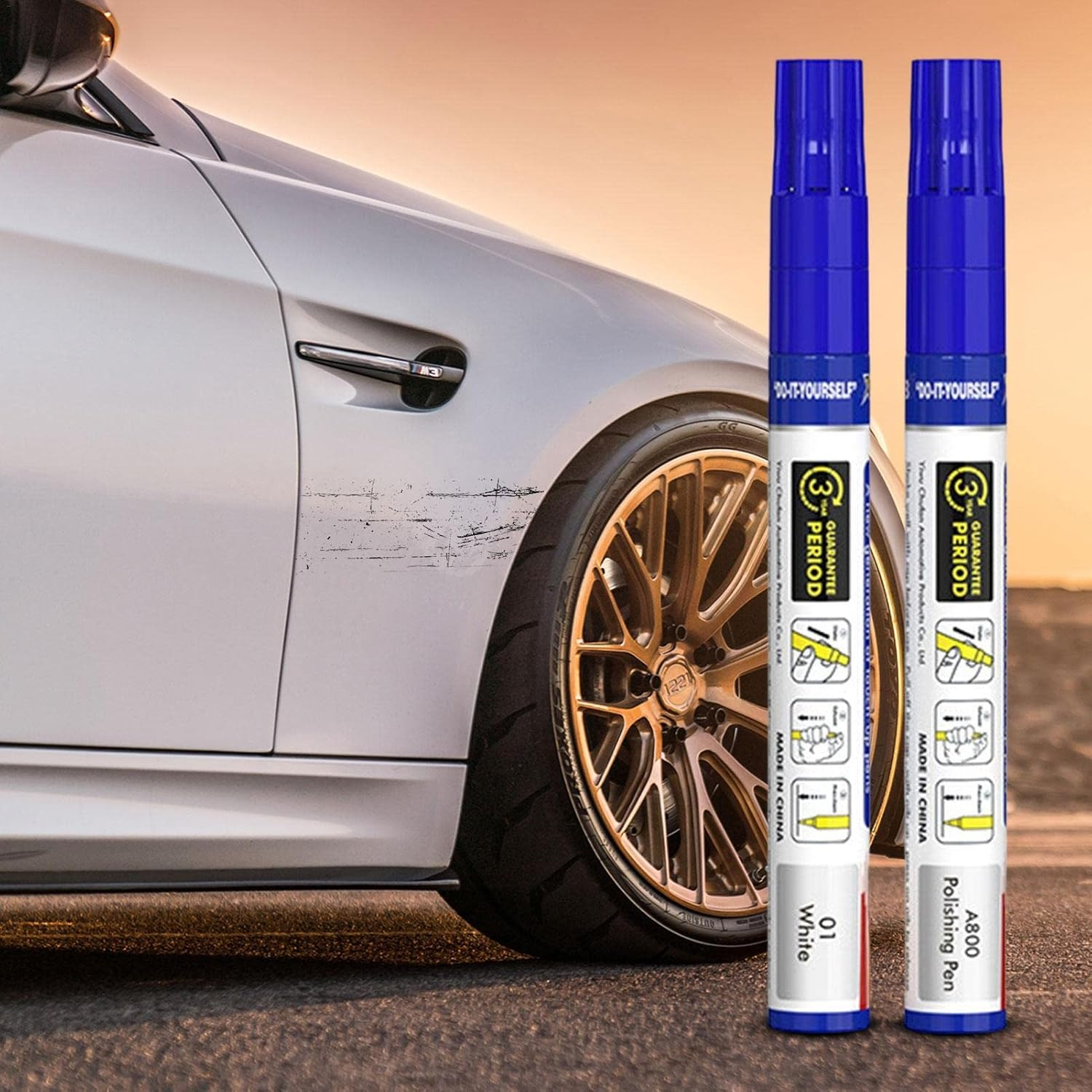 Paint Pen for Cars, Scratch Removal Repair Fill Paint Pen, Auto Paint Scratch Repair Automotive Touchup Paint Pen Two-In- Car Paint M/B image number 6
