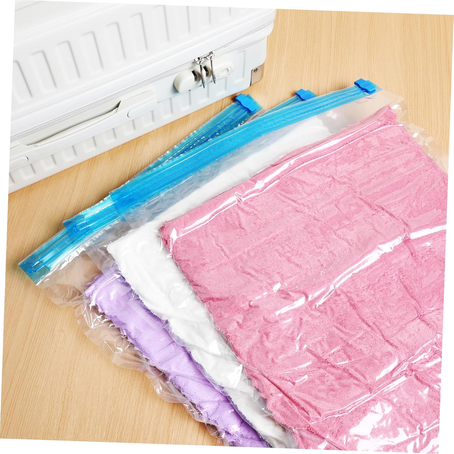 ANDRESLAD 12Pcs Vacuum Travel Bags Compression Packing Bags up Compression for Travel Storage Space Saver for Clothes