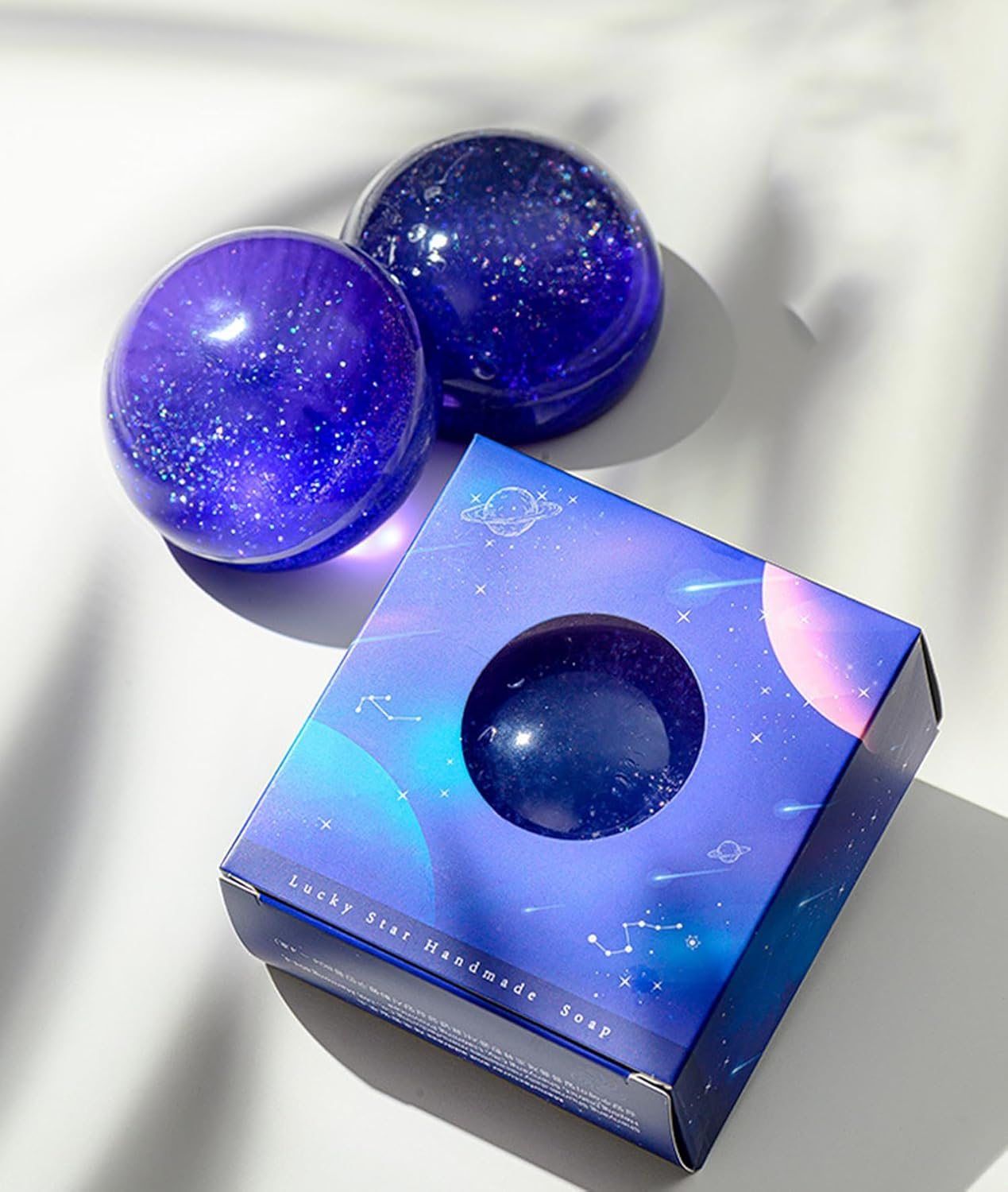 Lucky Sky Scented Botanical Soap Bar,100G Handmade Milky Way Galaxy Essential Oils Scented Bath Soap for Men&Women,Face Body Moisturizing Artisanal Floral Soap with Blistering Net image number 3