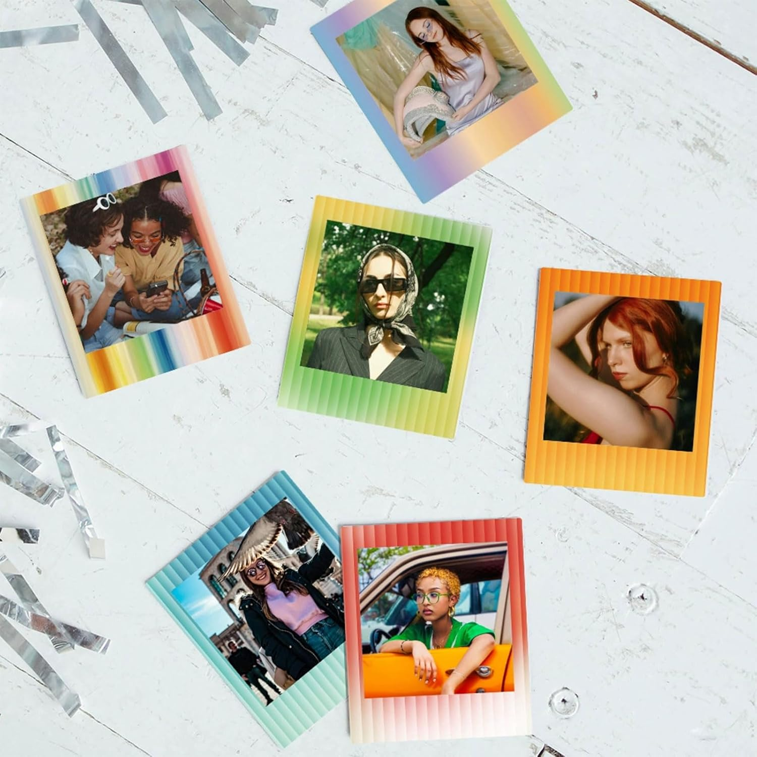 Xolixorium 10PCS Colorful Photo Instant Film Stickers for Instax Mini - DIY Scrapbook Frame Stickers for Photos, Notebook, Diary image number 2