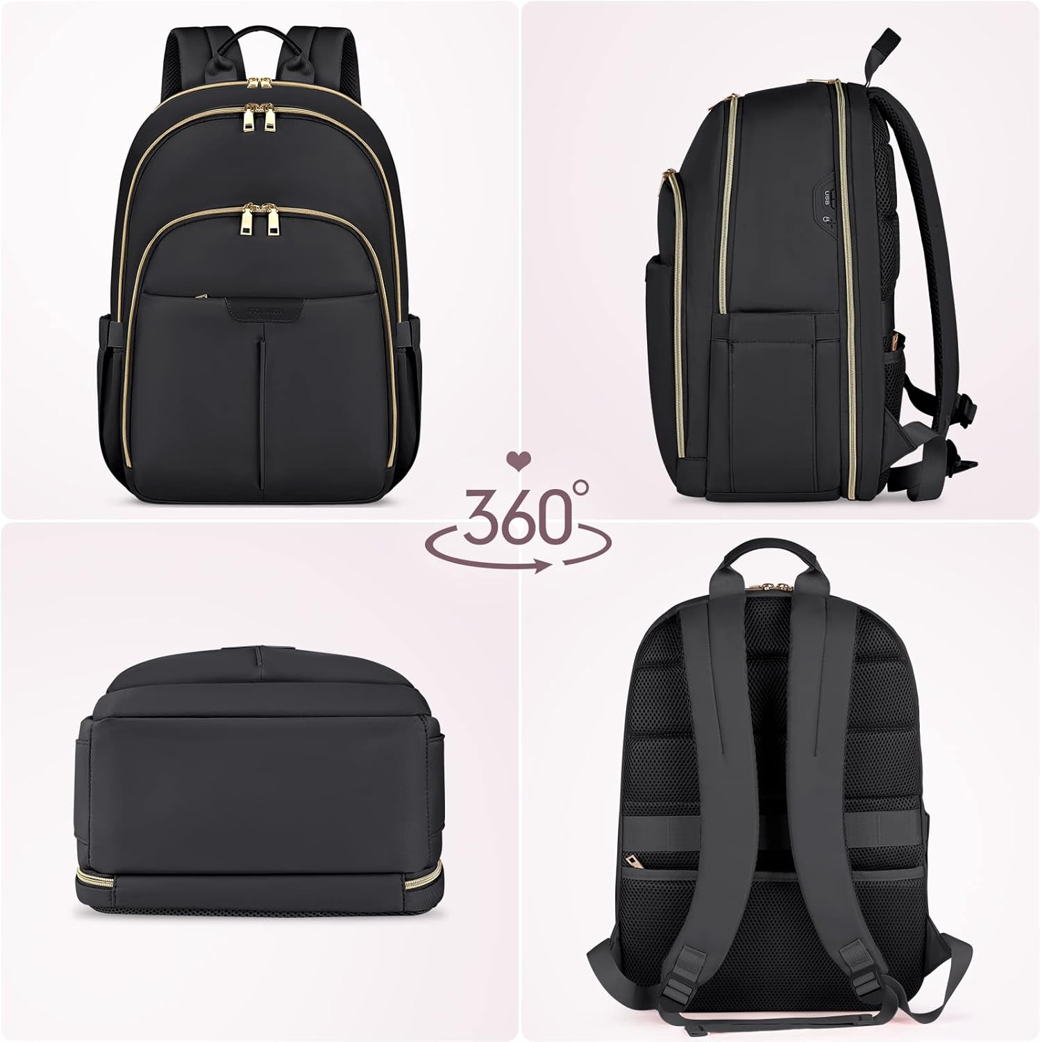 Laptop Backpack for Women Travel Backpack IGOLUMON 15.6 Inch Laptop Bag with USB Charging Port Backpack for School, College image number 4