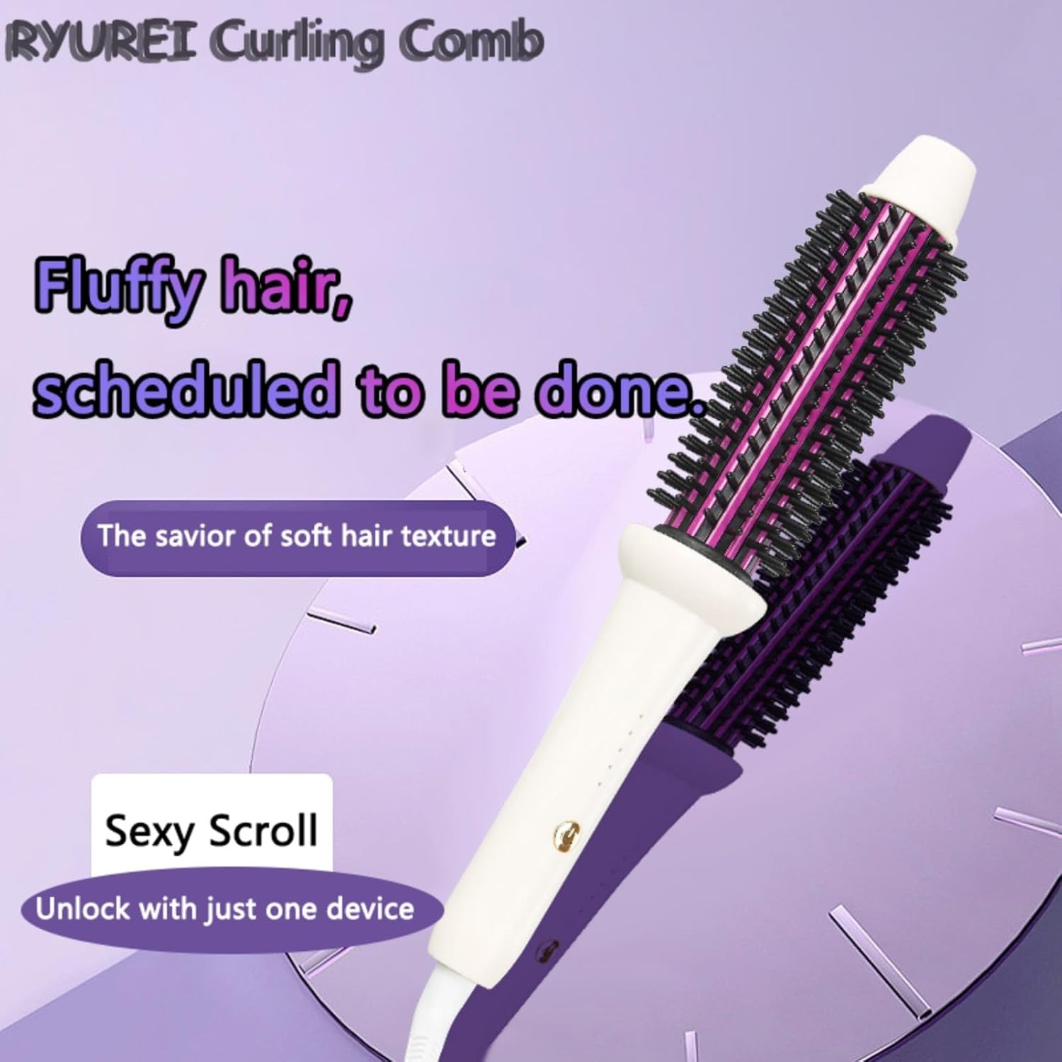 Thermal Hair Styling Brush, Heated Straightening and Curling Iron, Ionic Volumizing Comb with Ceramic Tourmaline