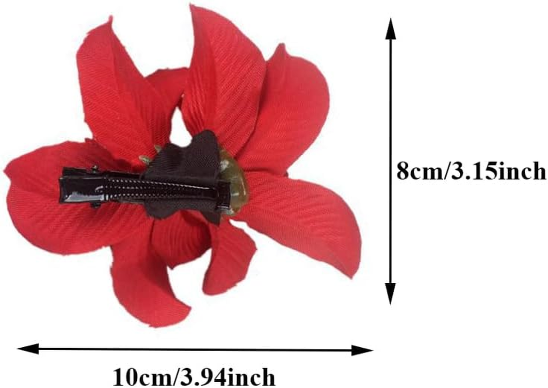 5Pcs Butterfly Orchid Hair Clips Bohemian Orchid Flower Hair Clip Double Hawaiian Flowers Barrettes Hair Accessories for Women Girls Wedding Party Holiday image number 6