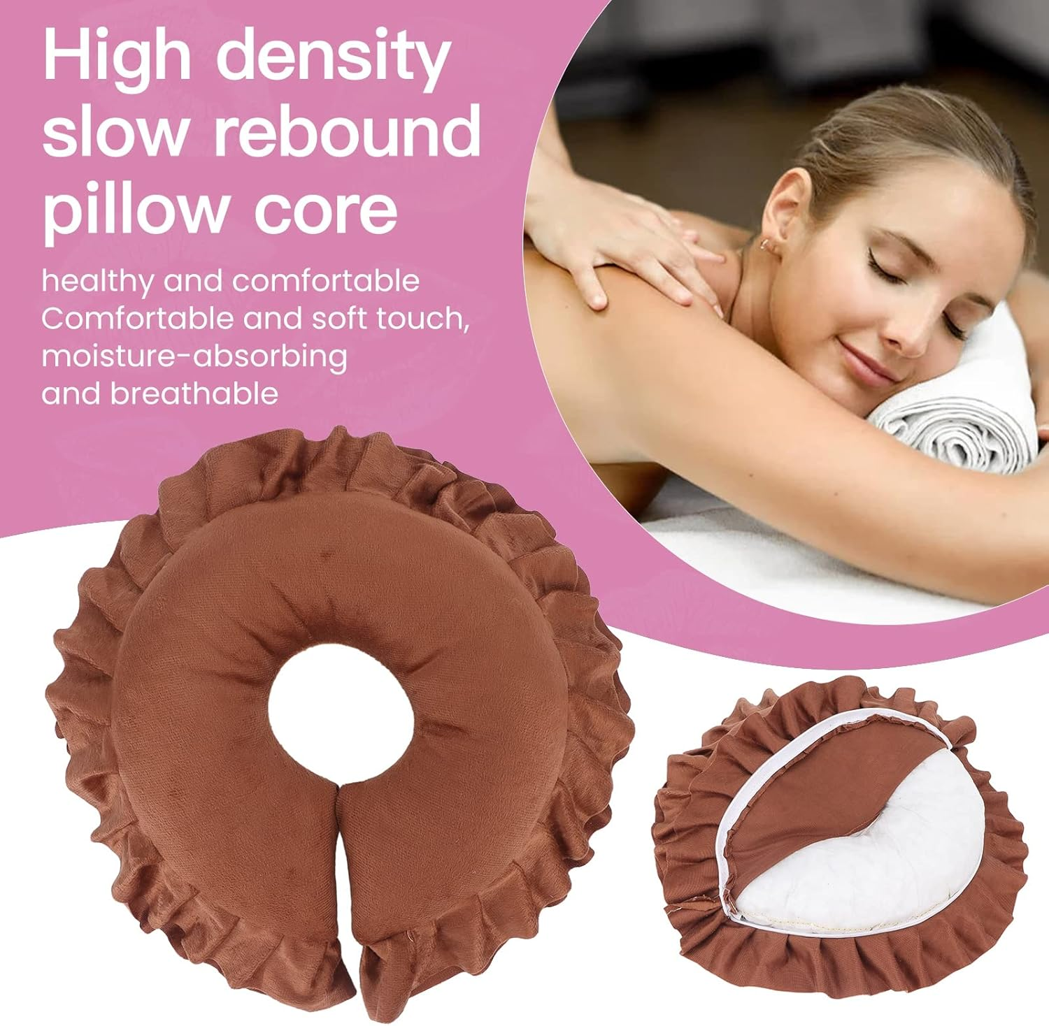 Massage Face Cushion, Soft U Shaped Neck Support Cushion for Massage Table, Massage Chairs, Detachable Universal Face Pillow for Beauty Salon, SPA, Travel, Massage(3#) - 3 image number 6