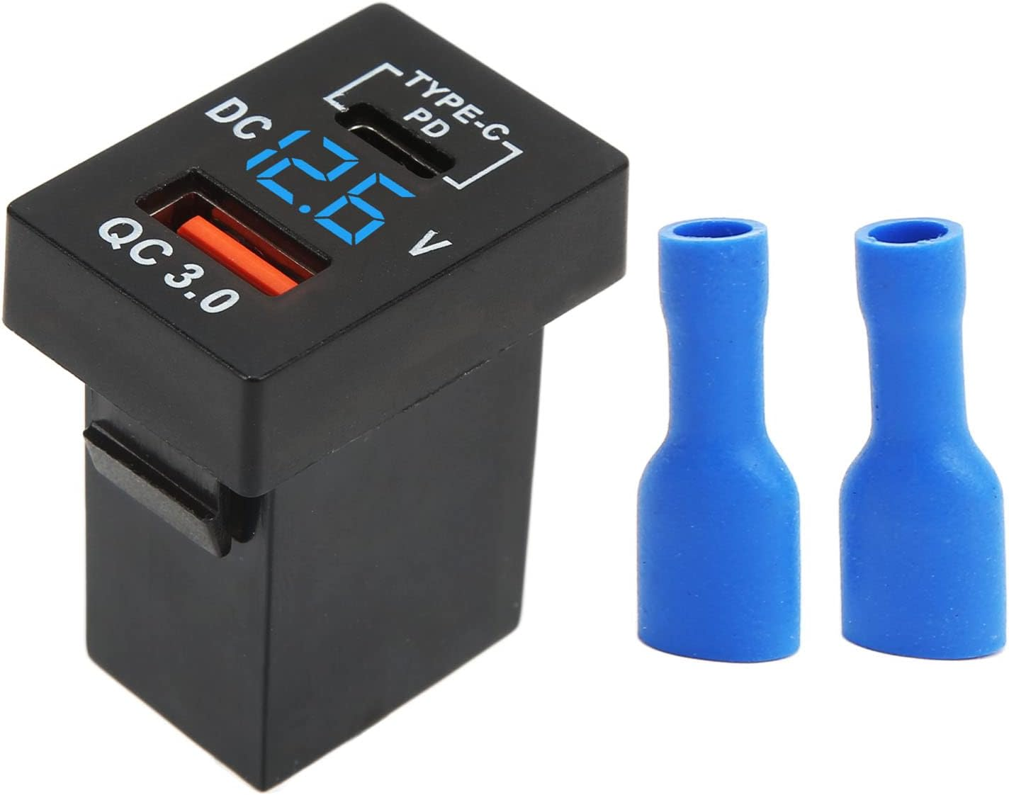 USB Car Charger Socket QC 3.0 Fast Charge 12‑24V Voltage Display for Cars Motorcycles Motorhomes image number 2