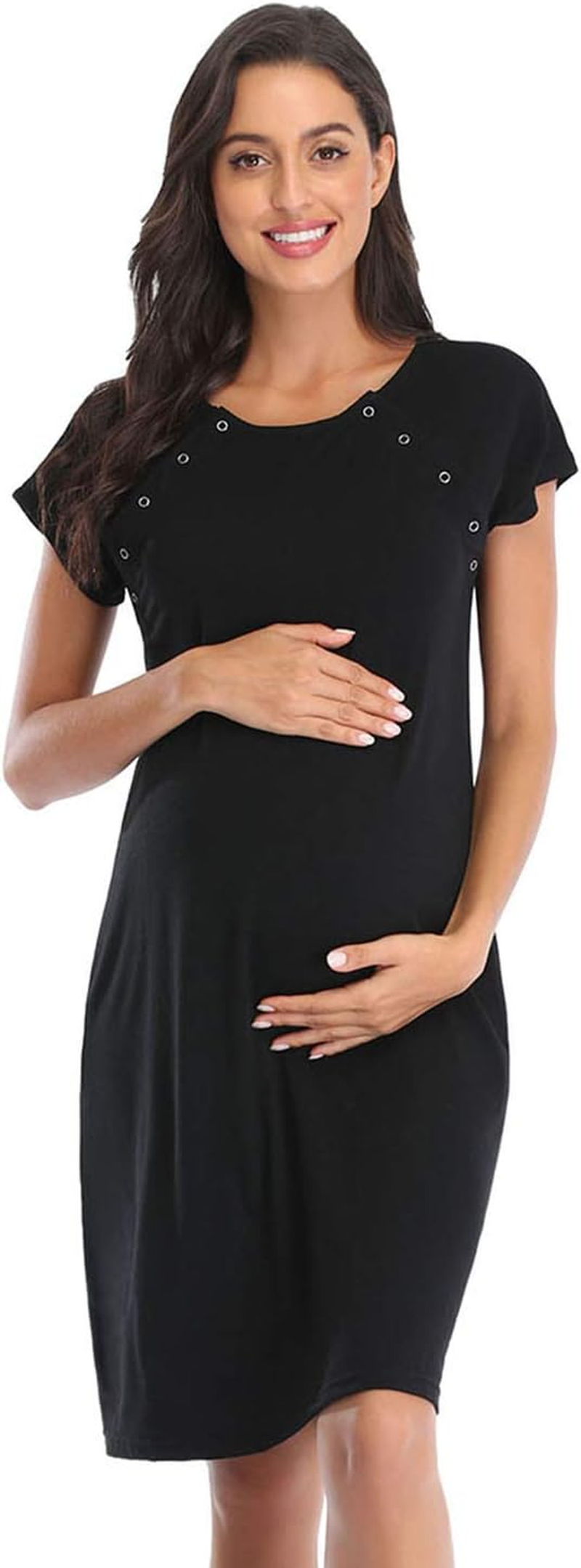 Soanhoo Women'S Maternity 3 in 1 Delivery Labor Nursing Nightgown Hospital Gown Sleepwear for Breastfeeding image number 3