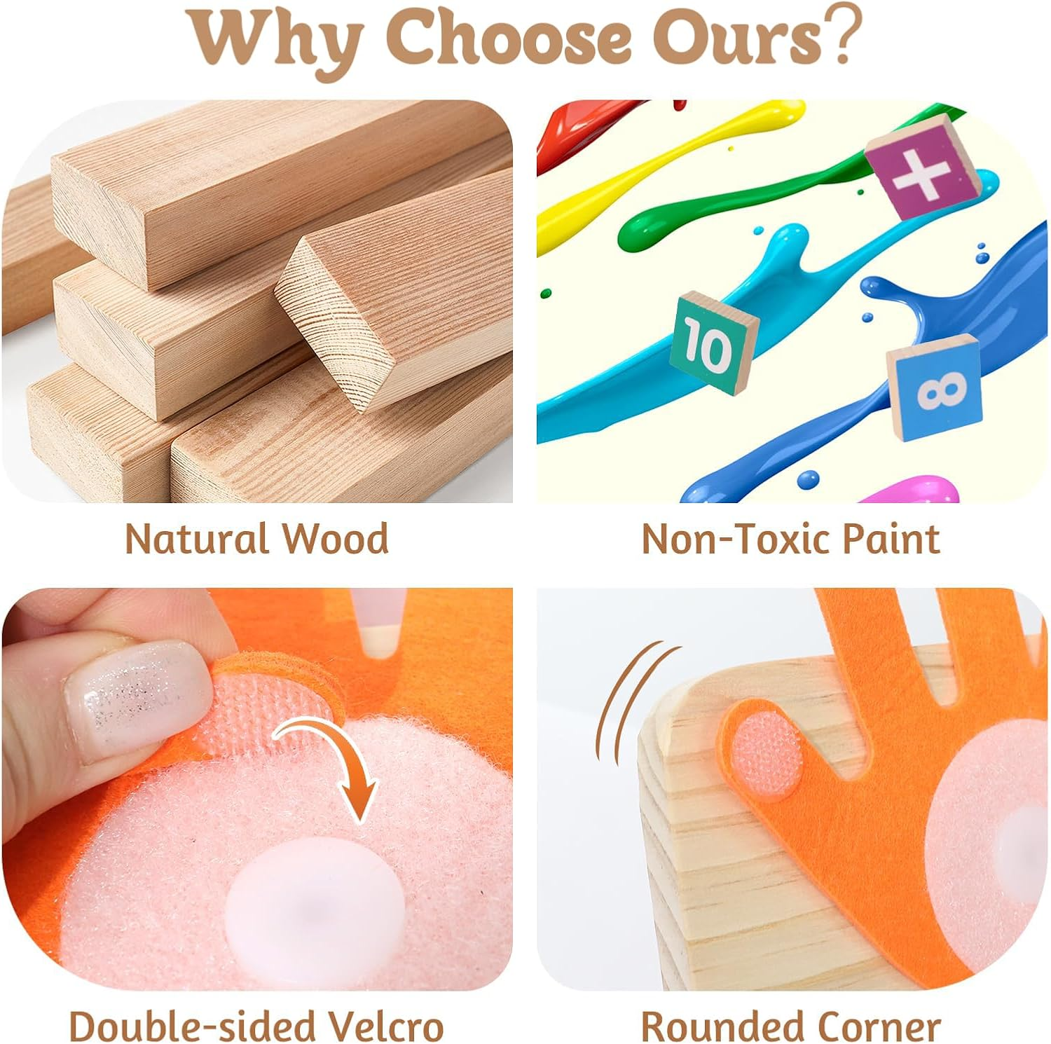 Montessori Preschool Educational Math Manipulatives Number Counting Blocks Toys for Kids Toddlers image number 1