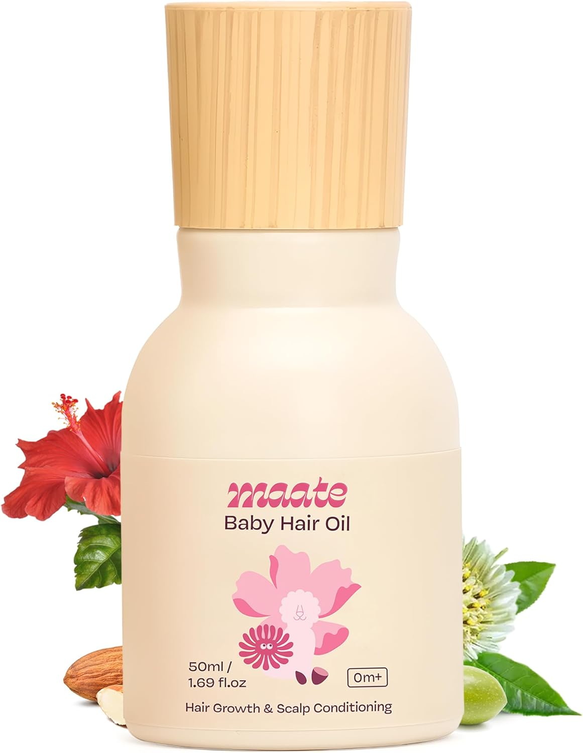 MAATE Baby Hair Oil | Protein Rich Oil for Baby Hair Growth | Hibiscus, Bhringraj & Vitamin Rich Almond Oil | No Mineral Oil | 100% Natural & Vegan- 50 Ml image number 3