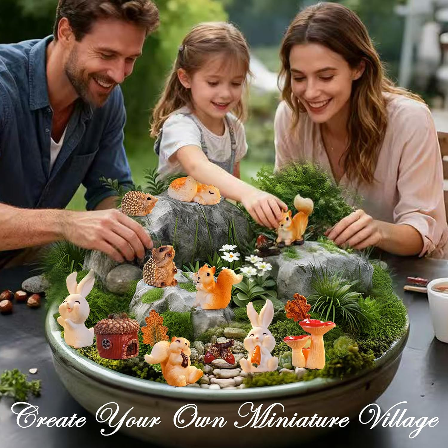 Verdantvibes Fairy Garden Accessories Kit &ndash; 15-Piece Miniature Woodland Decor with Pinecone House, Mushroom & Gift Box &ndash; Fairy Garden Figurines for Indoor Outdoor Fairy Garden Decorations image number 1