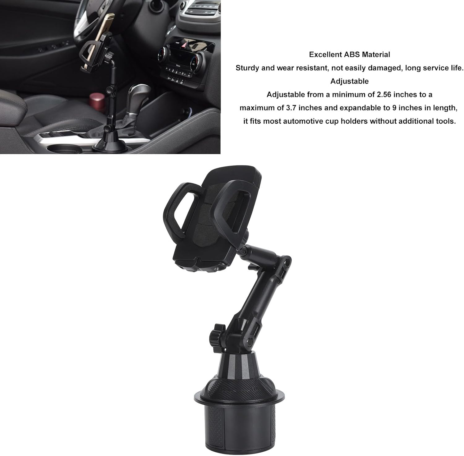 Cup Holder Phone Mount, ABS 360&deg; Rotation, Universal Cell Phone Holder for 4-7 Inch Smartphones with Long Neck, Adjustable Base for Car, Truck, Rvs, Boats, Golf Carts image number 2